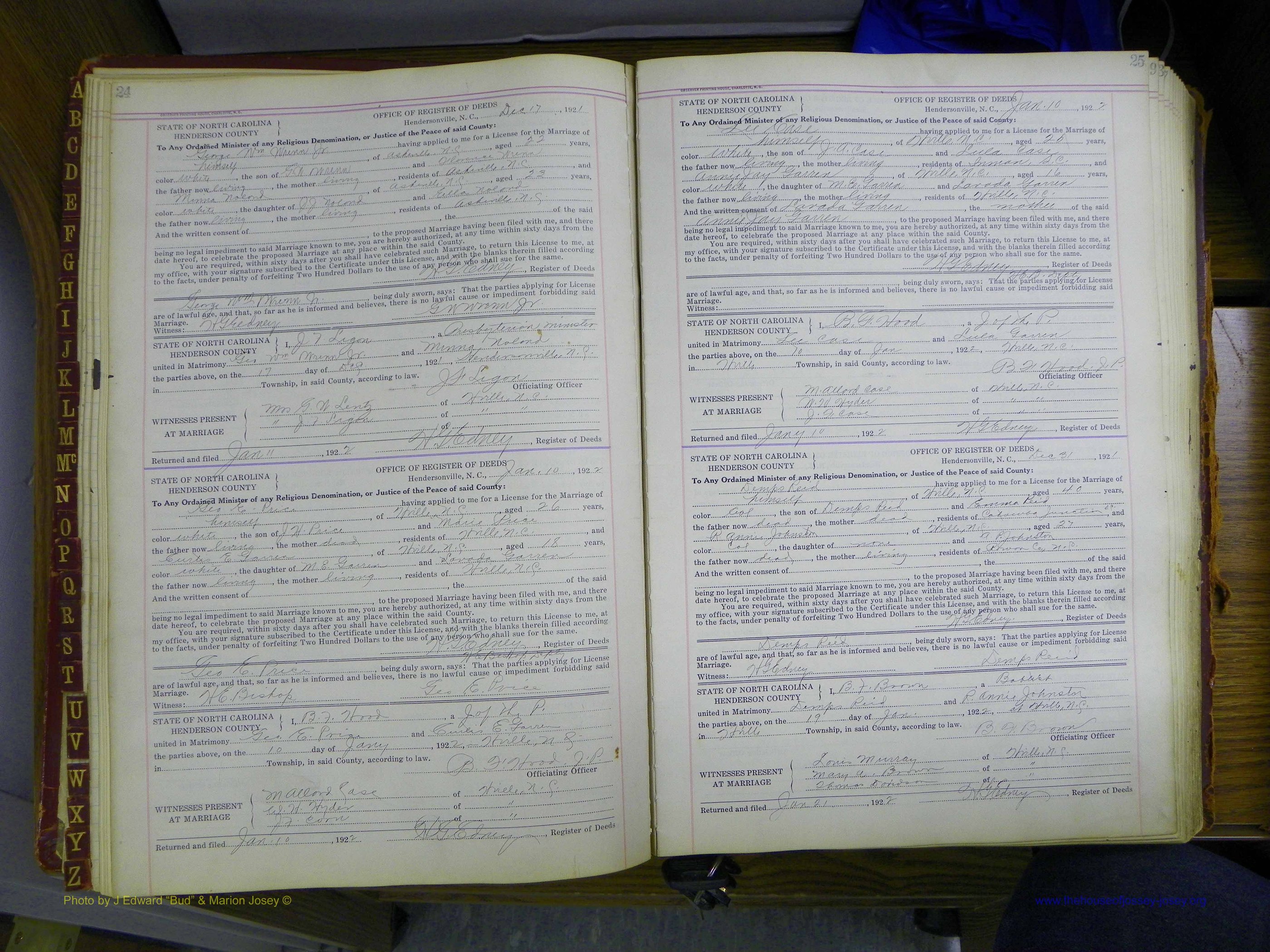 Henderson Co, NC, Marriages, 1921 - 1926, (062).JPG