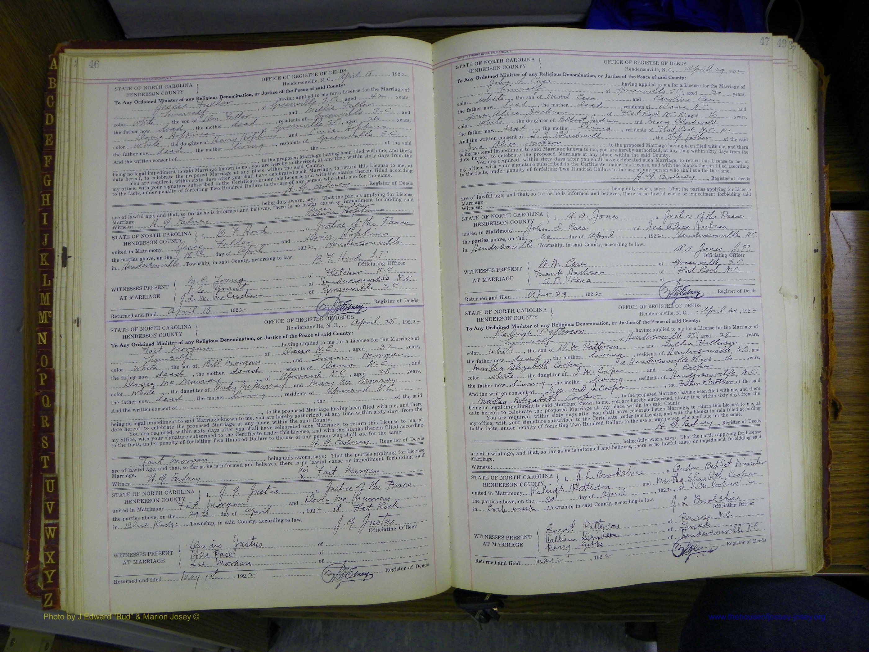 Henderson Co, NC, Marriages, 1921 - 1926, (073).JPG