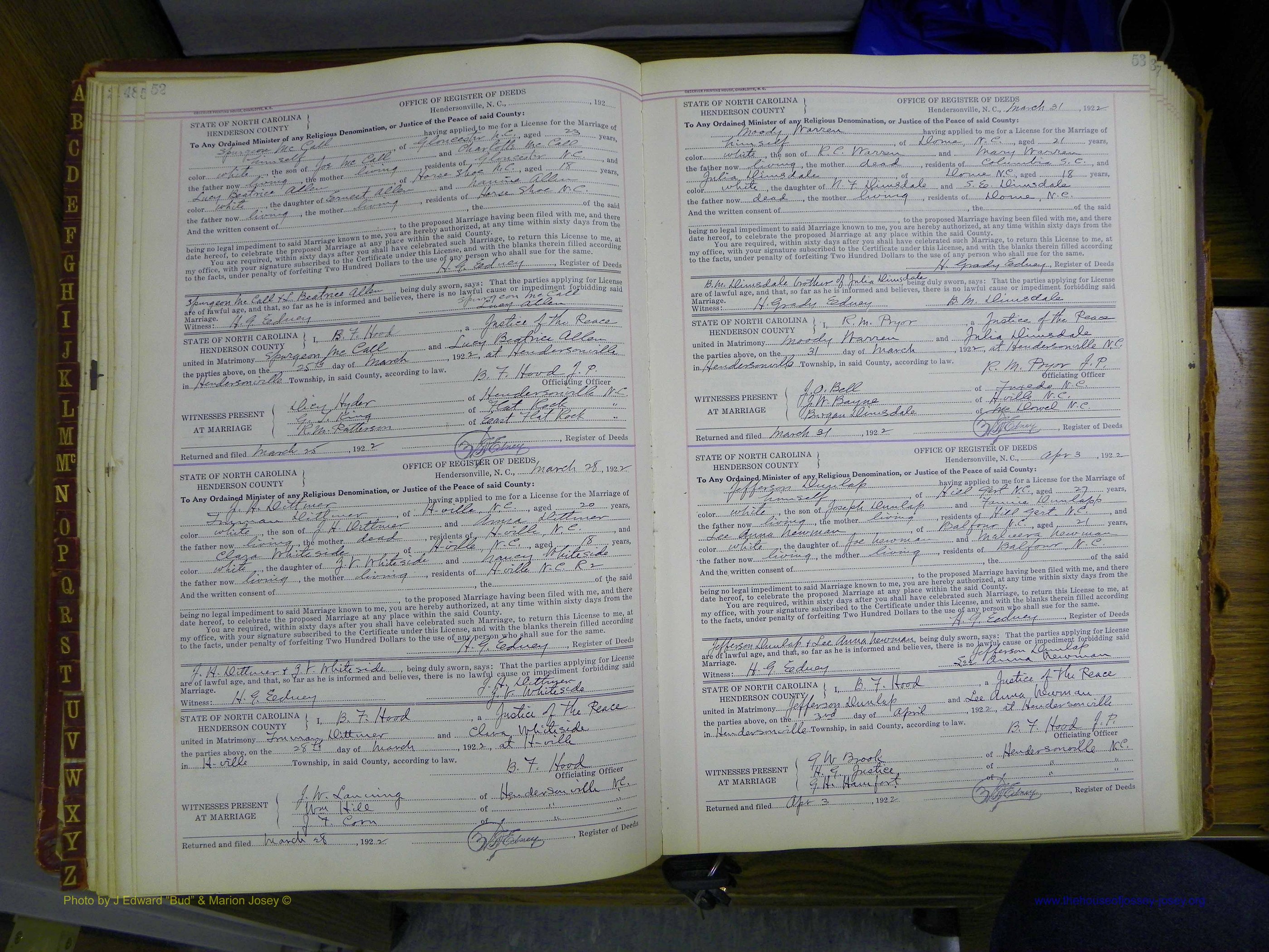 Henderson Co, NC, Marriages, 1921 - 1926, (076).JPG