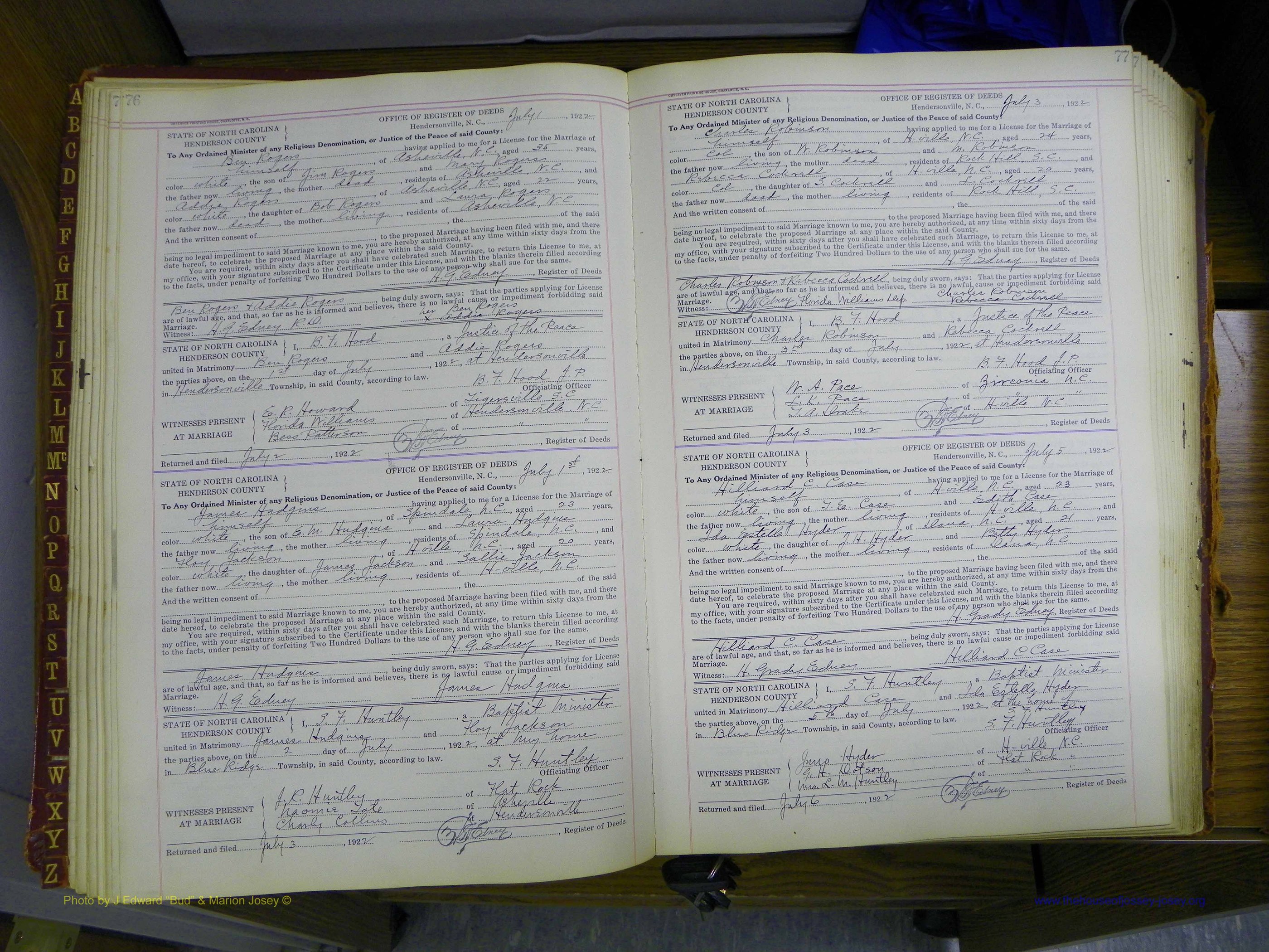 Henderson Co, NC, Marriages, 1921 - 1926, (089).JPG