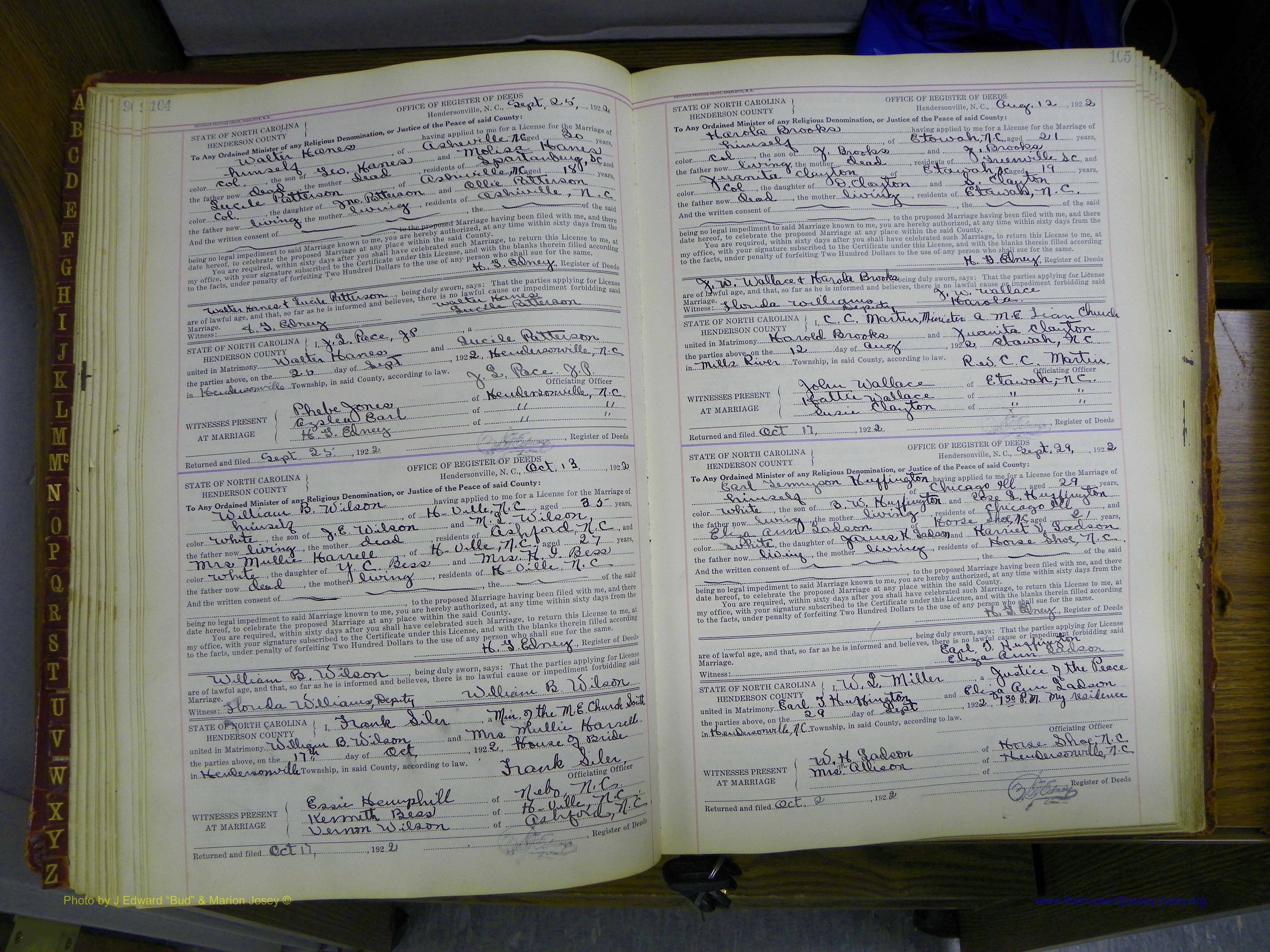 Henderson Co, NC, Marriages, 1921 - 1926, (103).JPG