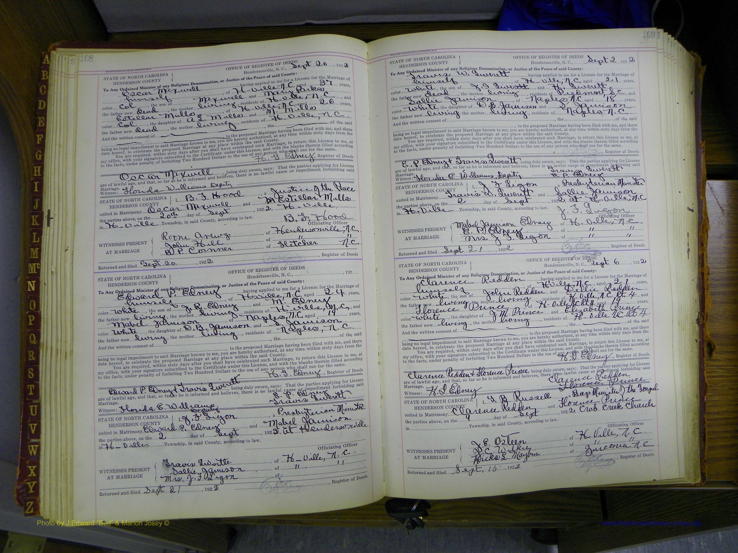 Henderson Co, NC, Marriages, 1921 - 1926, (105).JPG