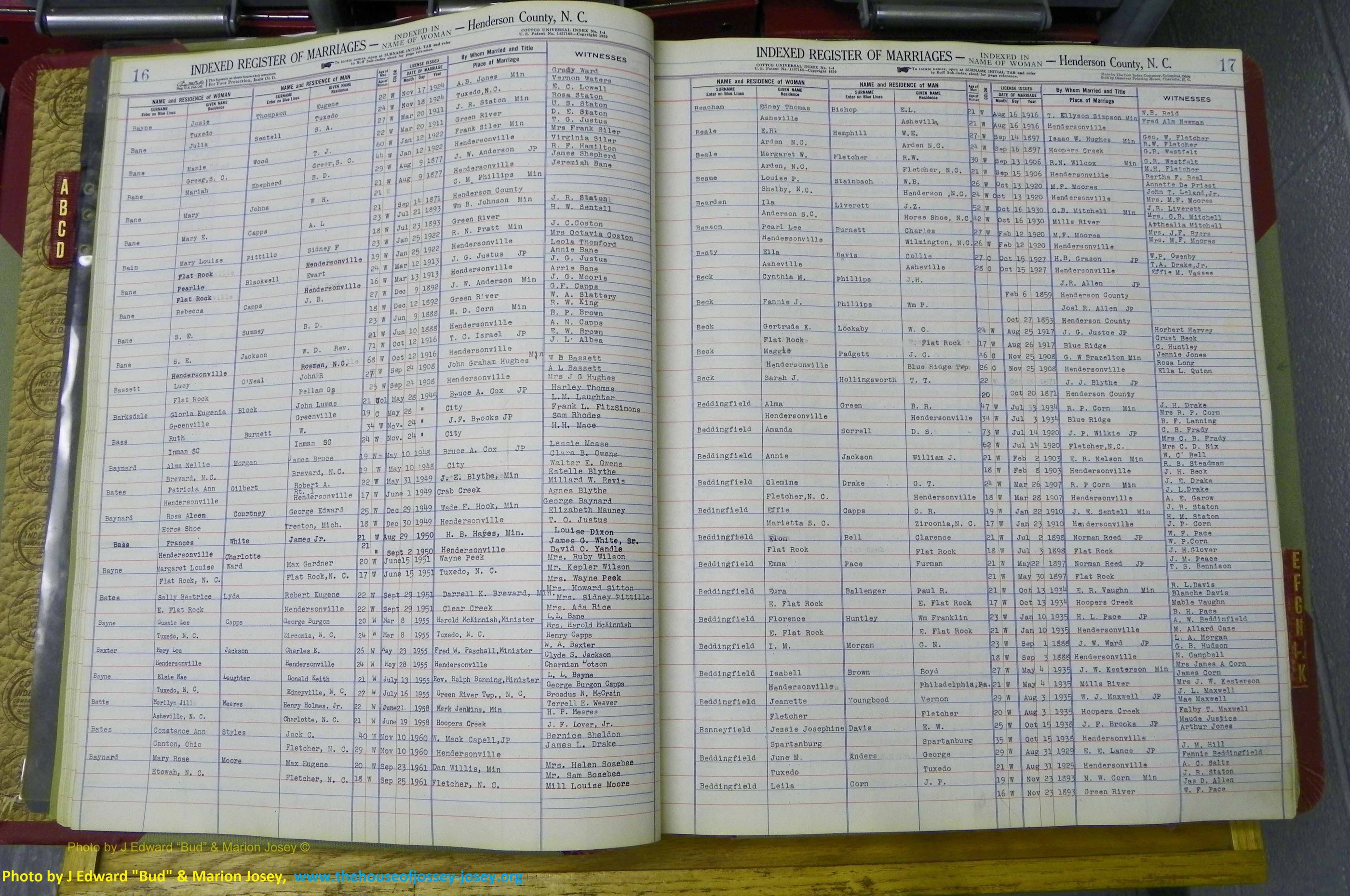Henderson Co, NC, Marriages Female, A - K, 1851 to 1963, (016).JPG