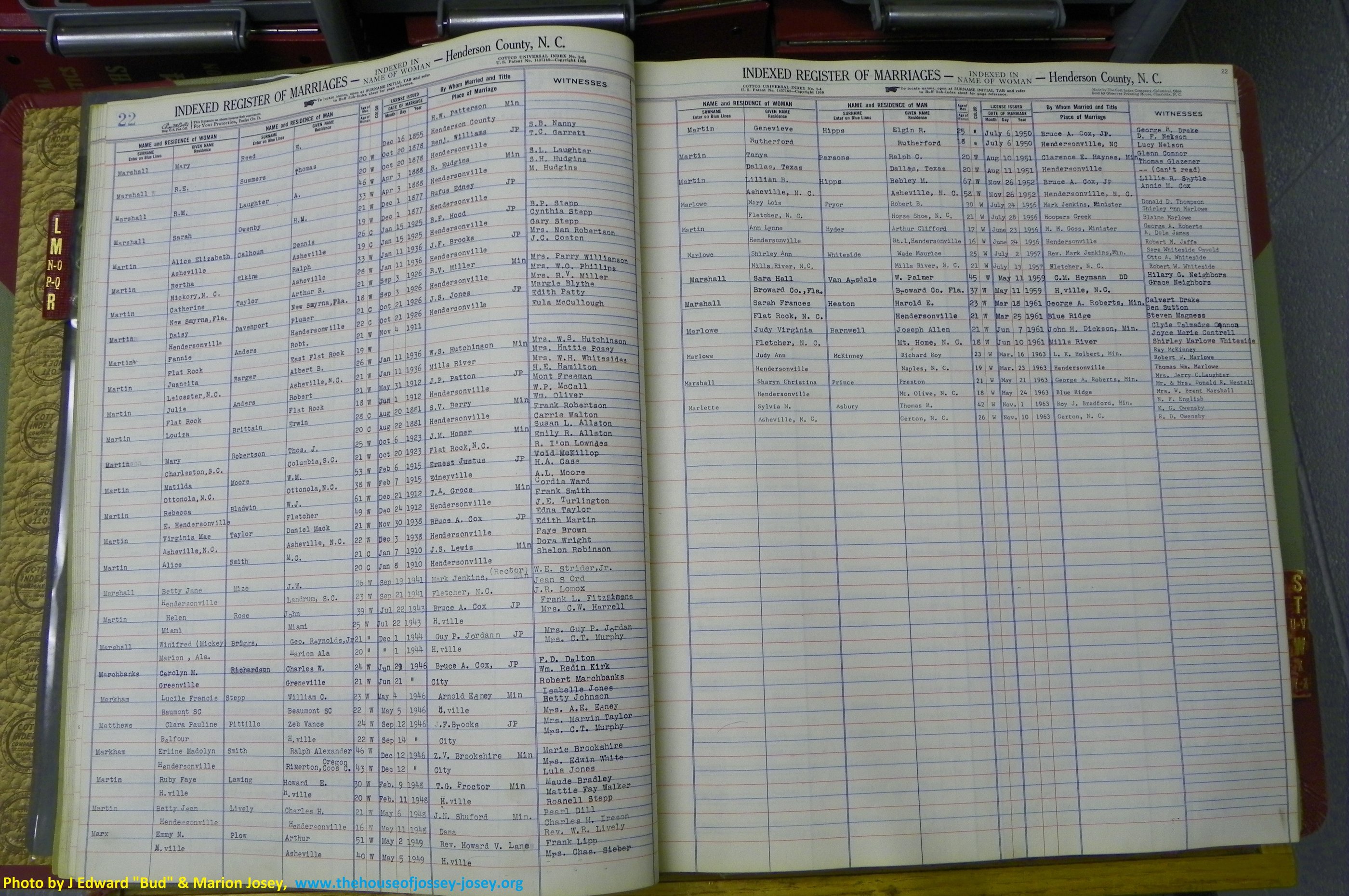 Henderson Co, NC, Marriages Female, L - Z, 1851 to 1963, (020).JPG
