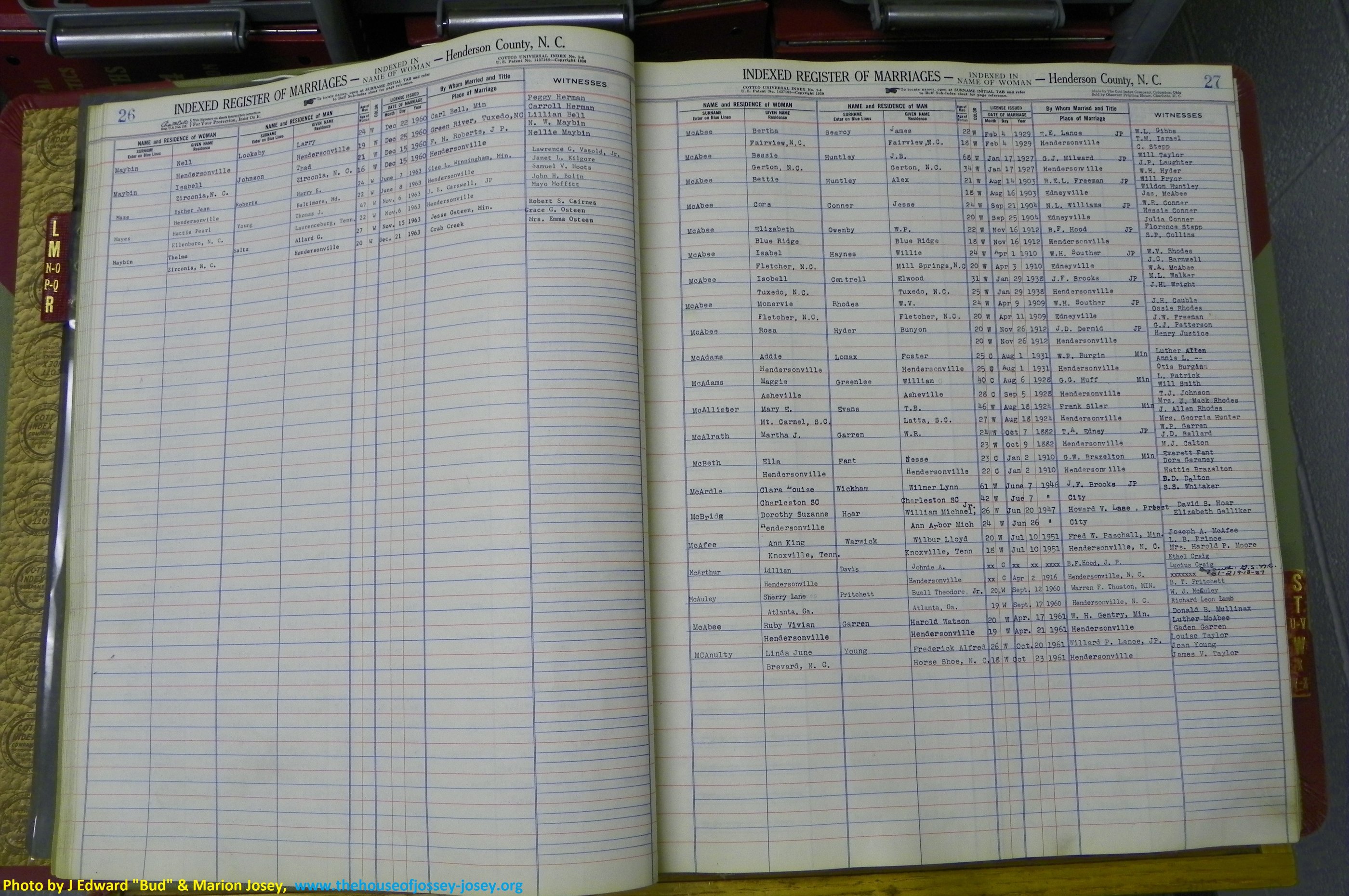 Henderson Co, NC, Marriages Female, L - Z, 1851 to 1963, (023).JPG
