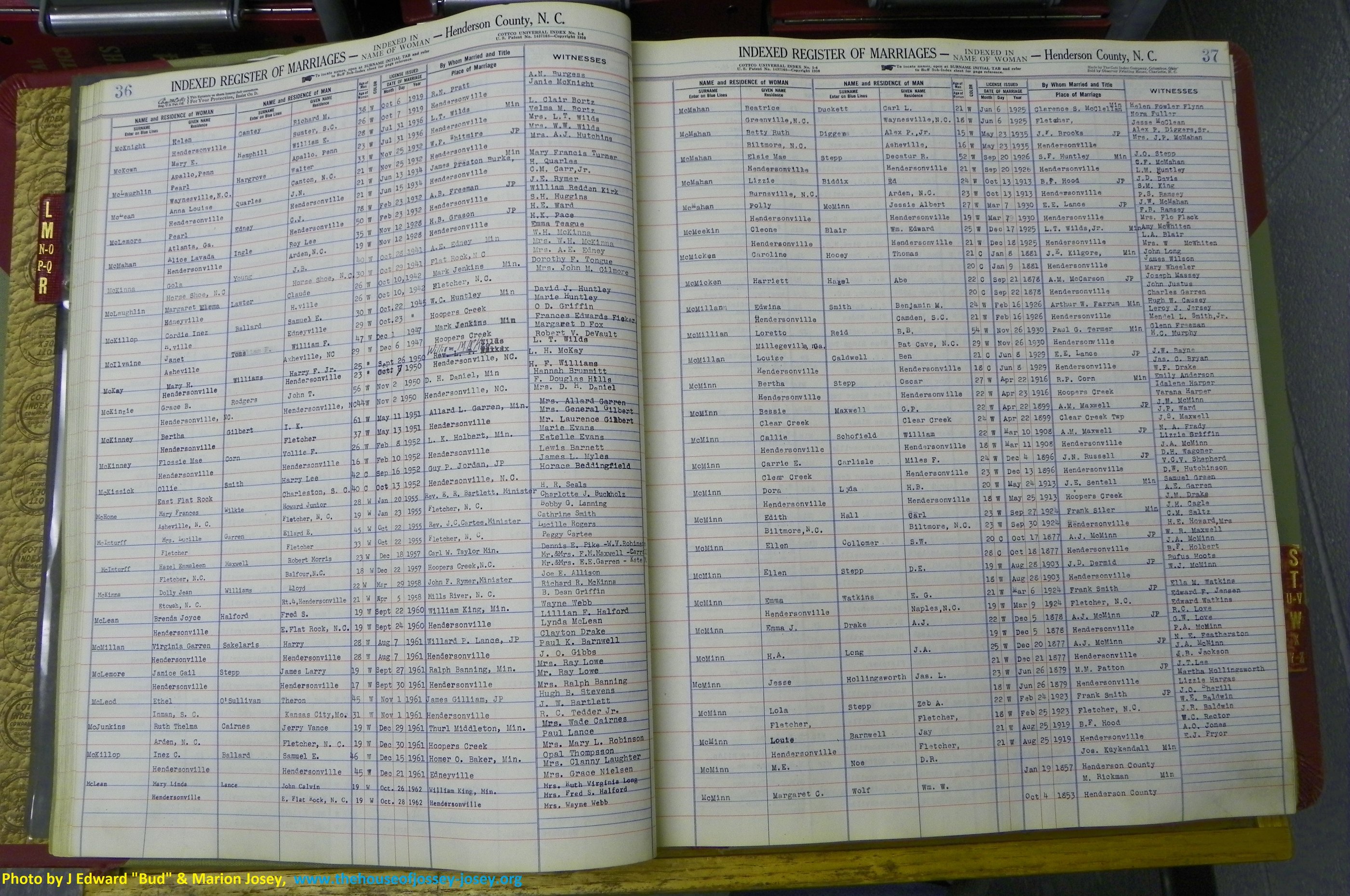 Henderson Co, NC, Marriages Female, L - Z, 1851 to 1963, (030).JPG