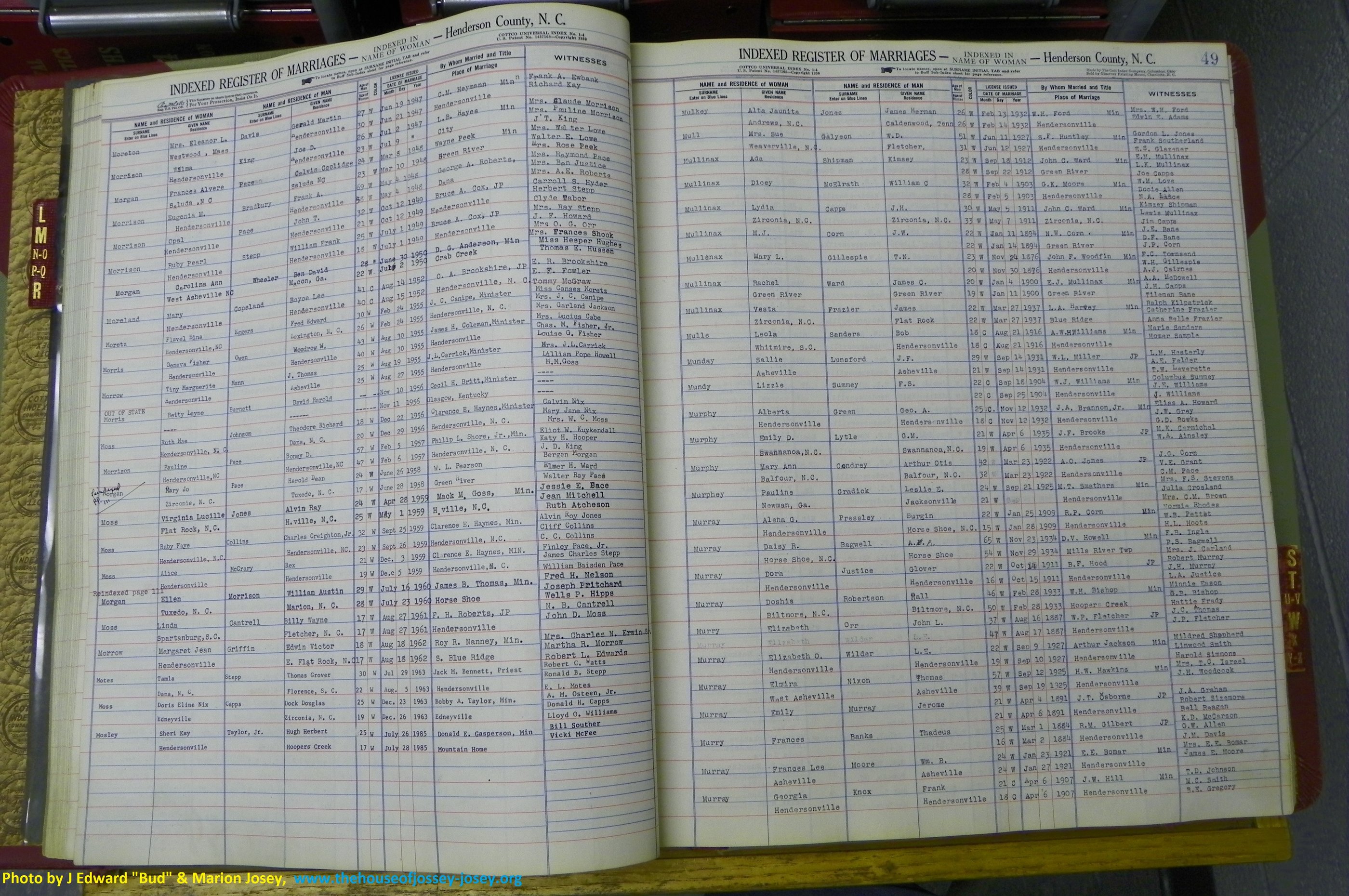 Henderson Co, NC, Marriages Female, L - Z, 1851 to 1963, (042).JPG