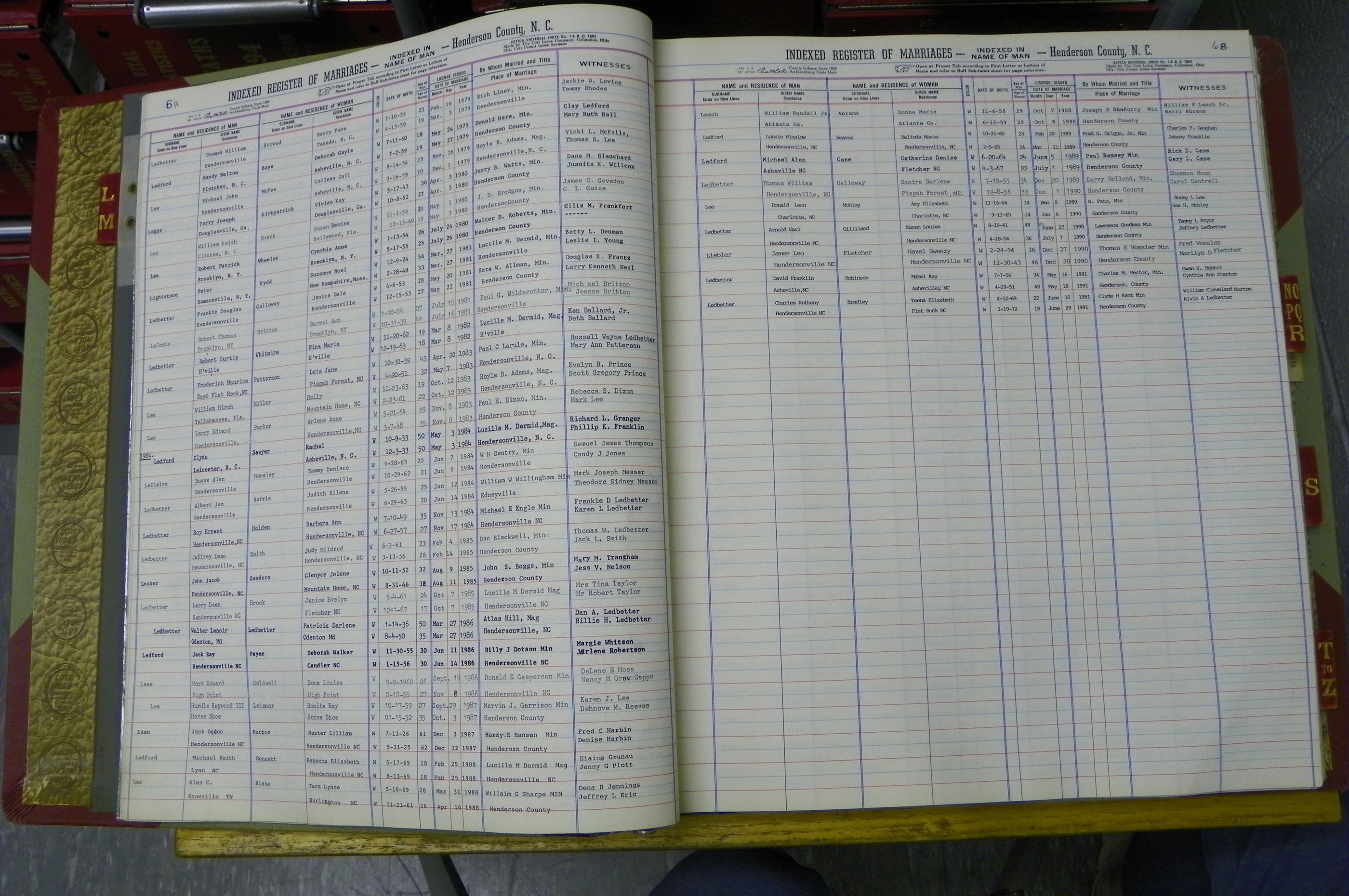 Henderson Co, NC, Marriages Male, L - Z, 1964 - 1991, (008).JPG