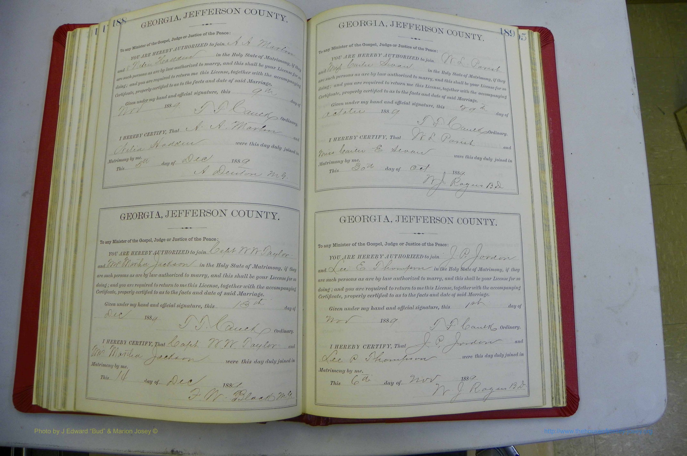 Jefferson Co, GA, Marriages Book 2A, 1880 - 1891, White (121).JPG