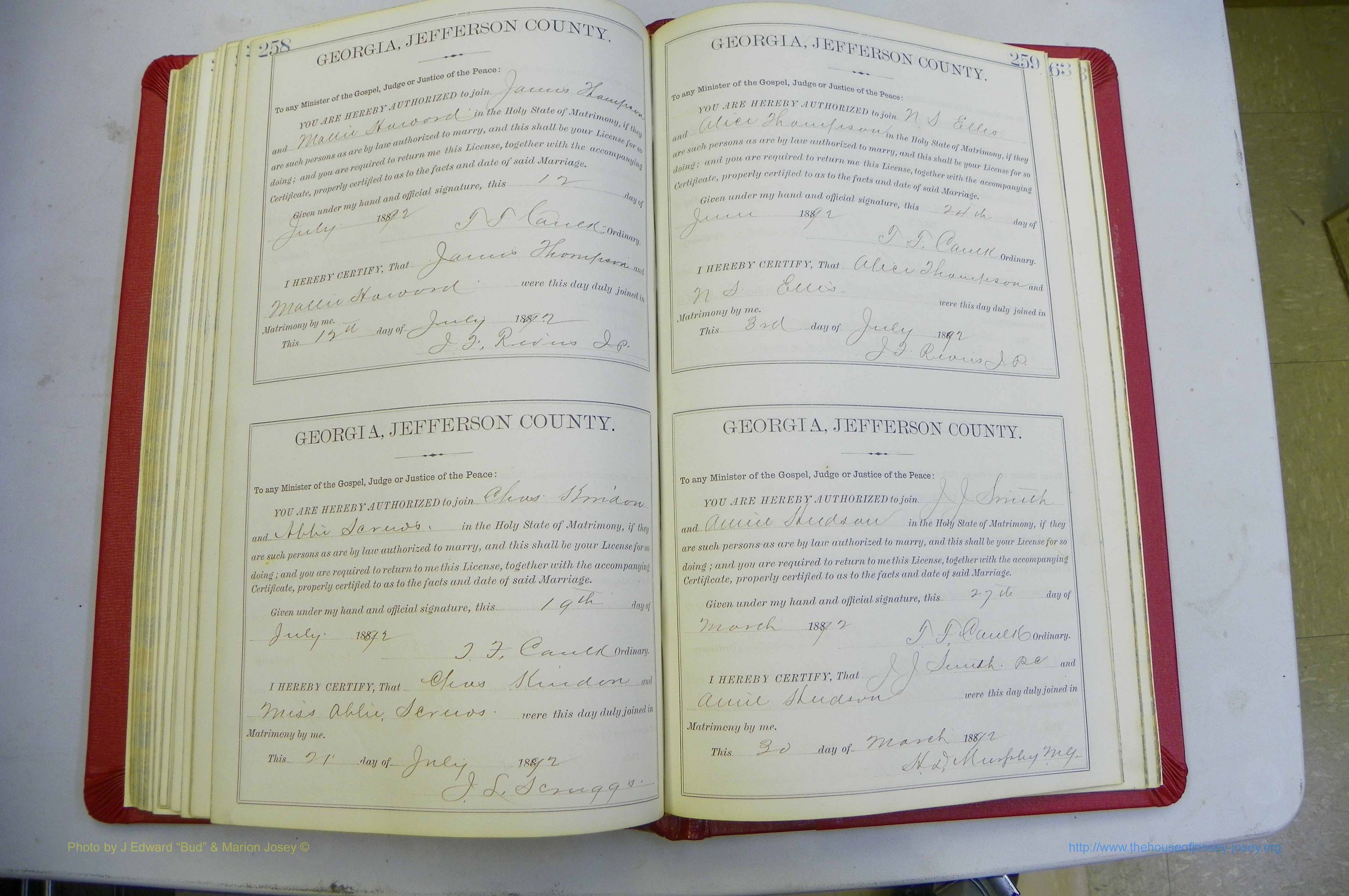 Jefferson Co, GA, Marriages Book 2A, 1880 - 1891, White (157).JPG