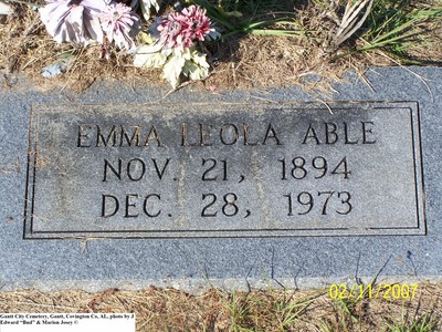 Able, Emma Leola, Gantt City Cem, Gantt, Covington Co, AL.jpg