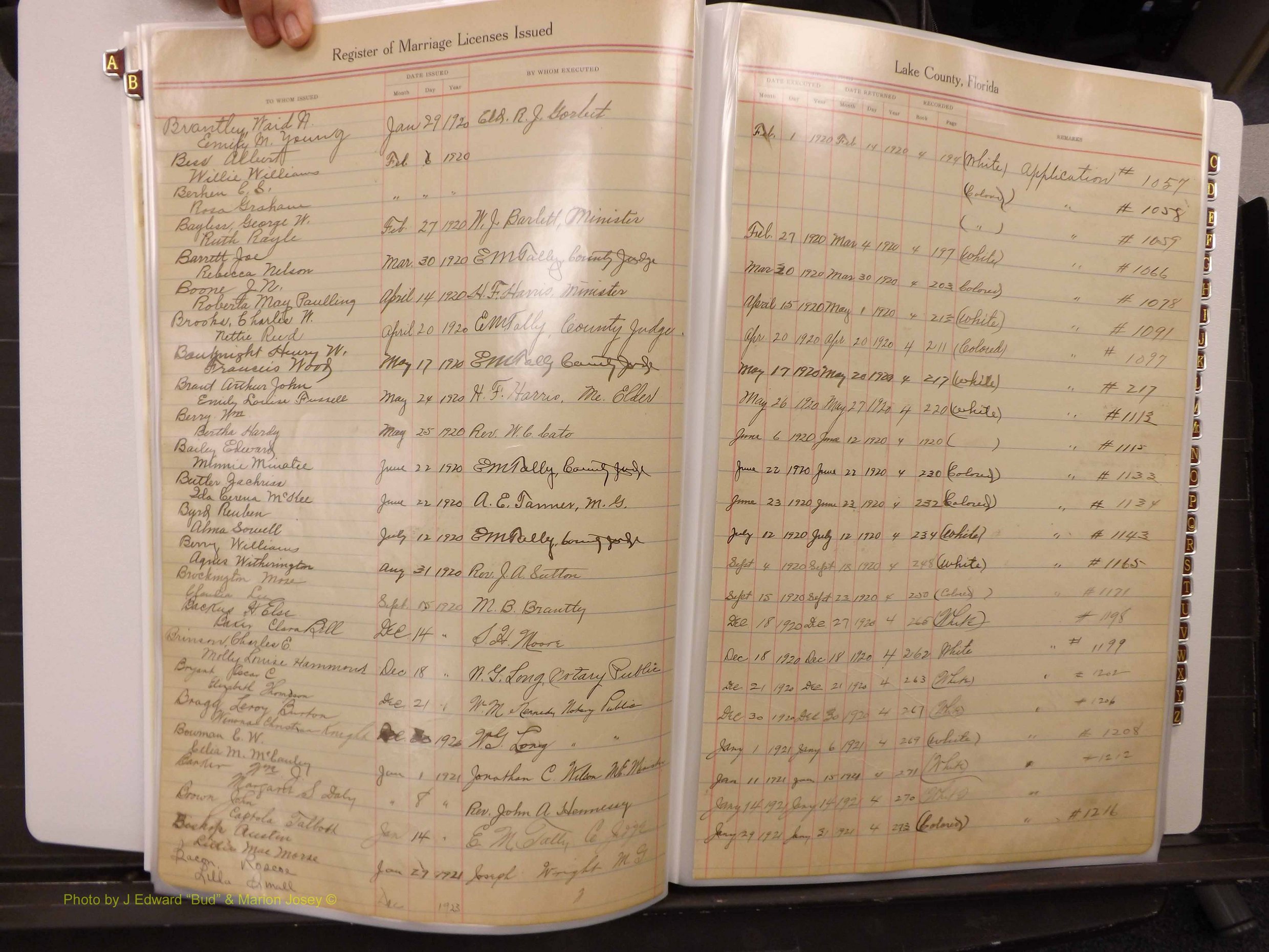 Lake Co, FL Marriage Book 1, 1912-1929 Index B8.JPG