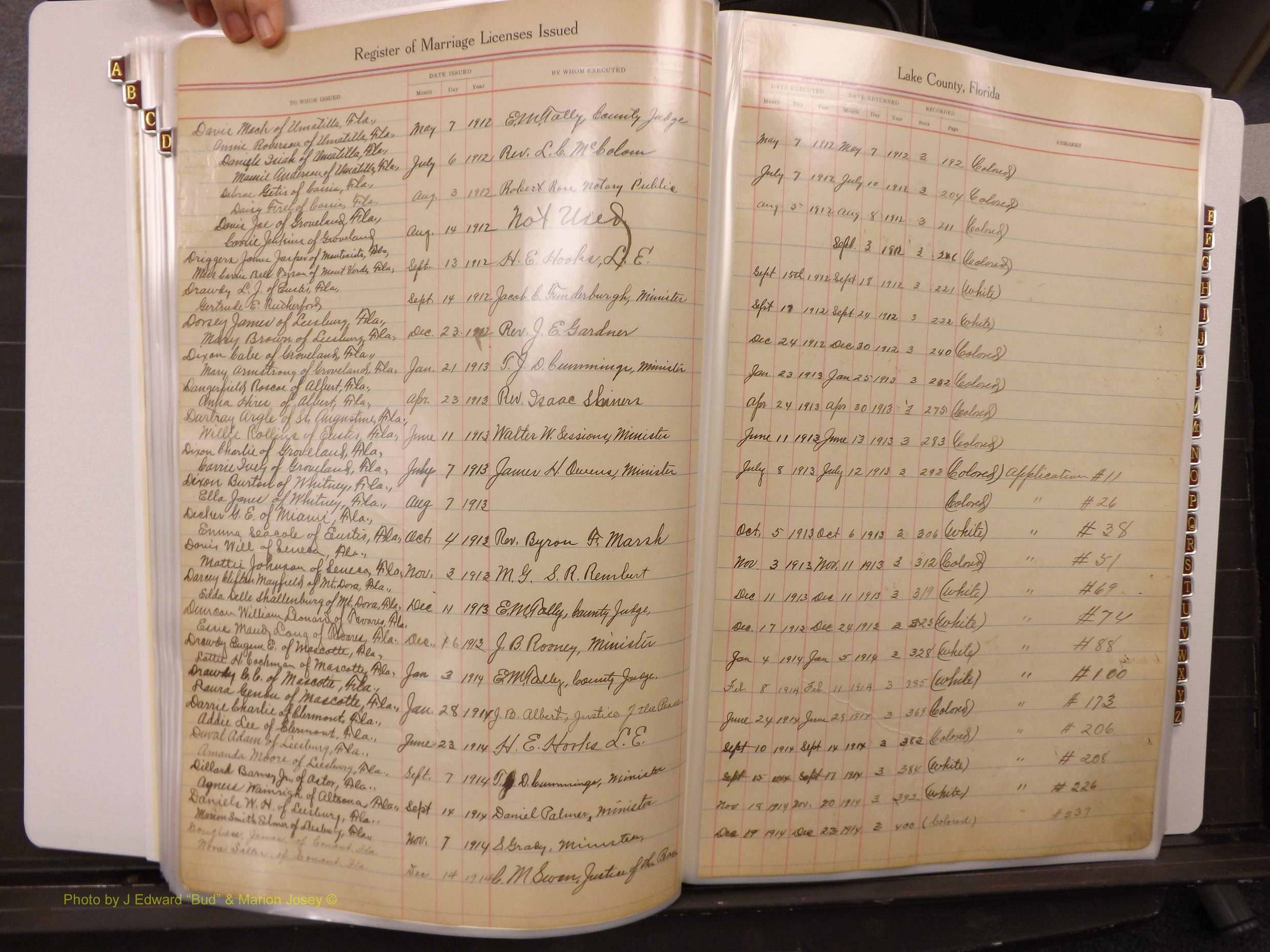 Lake Co, FL Marriage Book 1, 1912-1929 Index D1.JPG