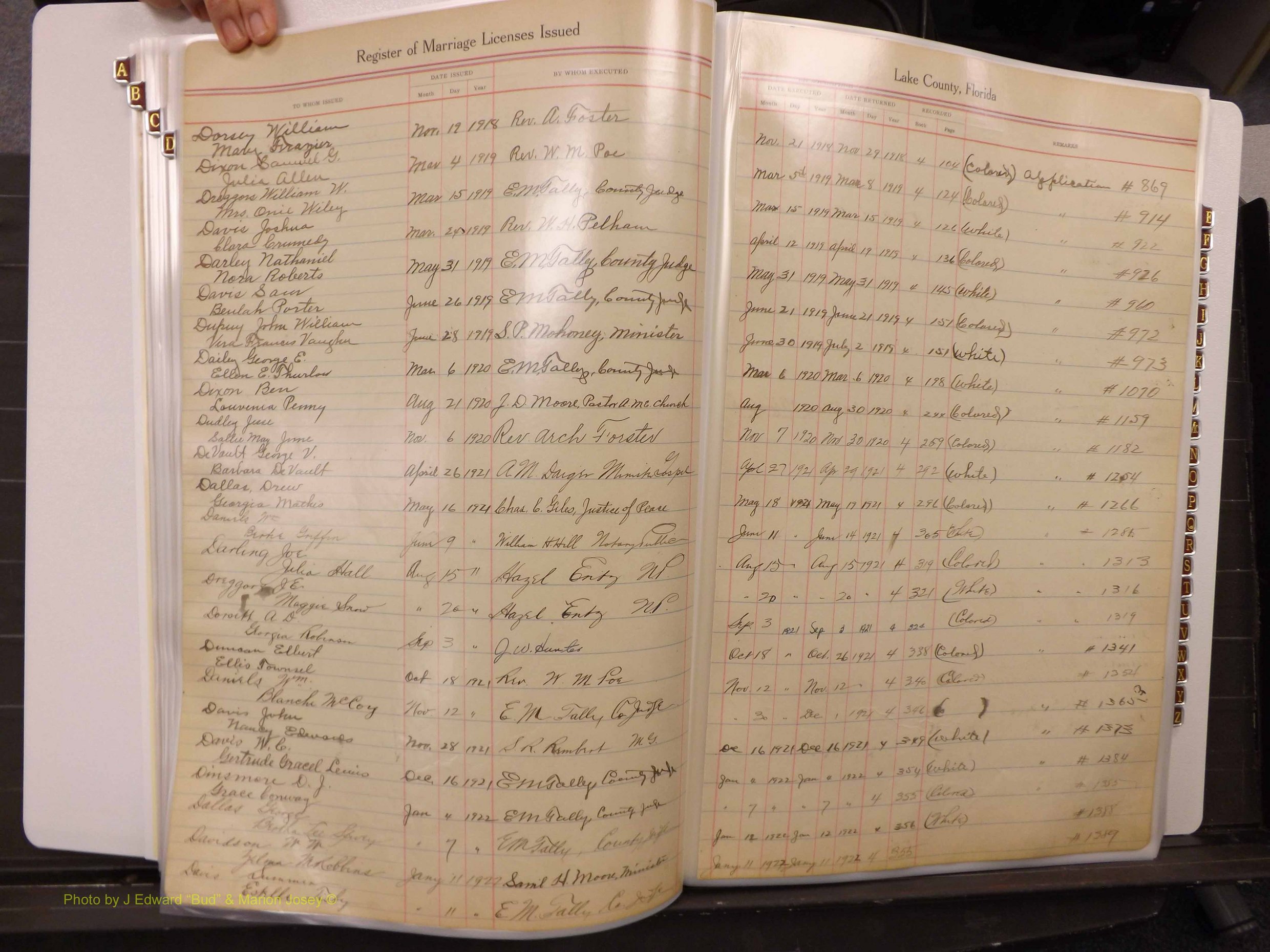 Lake Co, FL Marriage Book 1, 1912-1929 Index D3.JPG