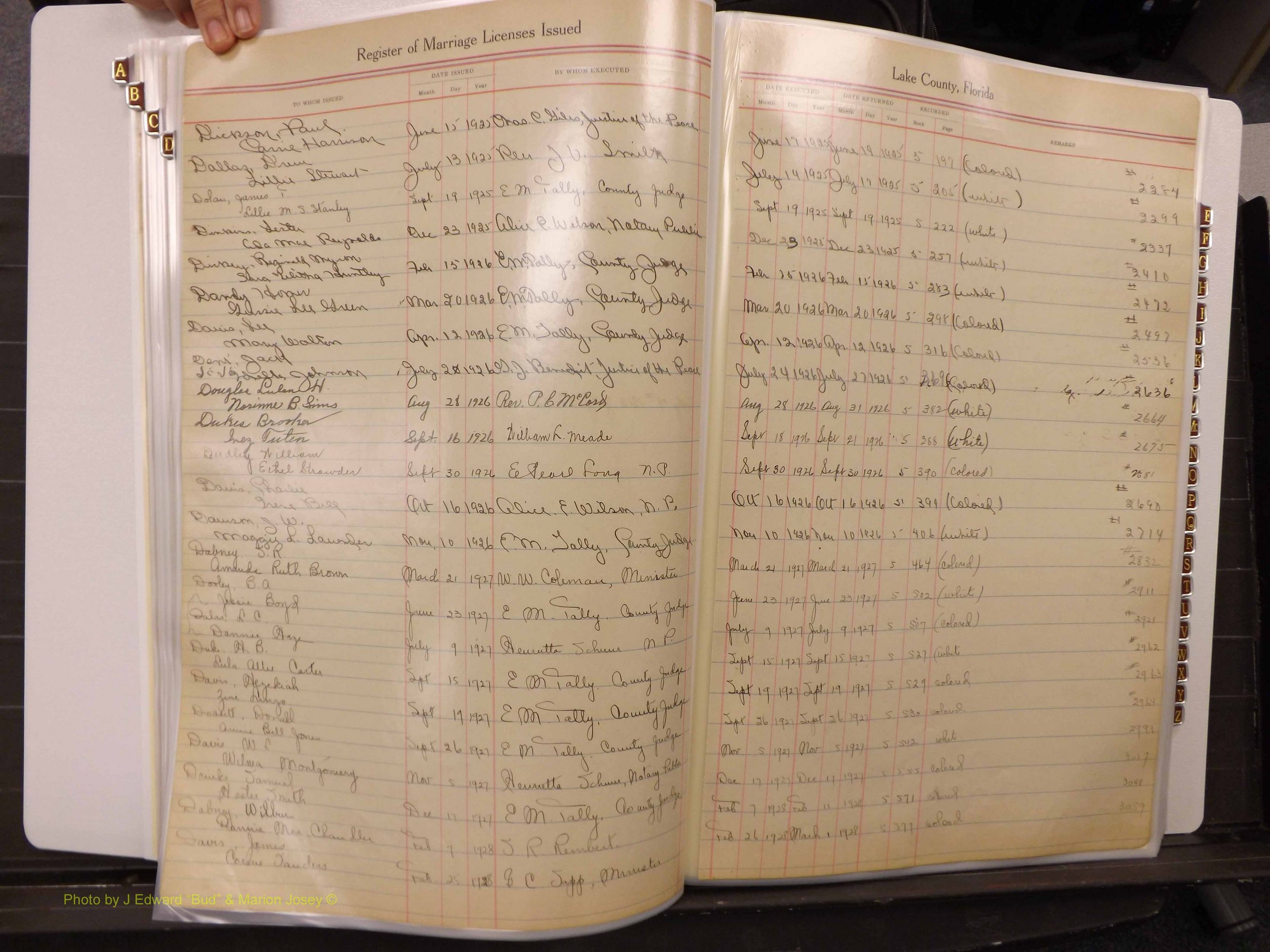 Lake Co, FL Marriage Book 1, 1912-1929 Index D5.JPG