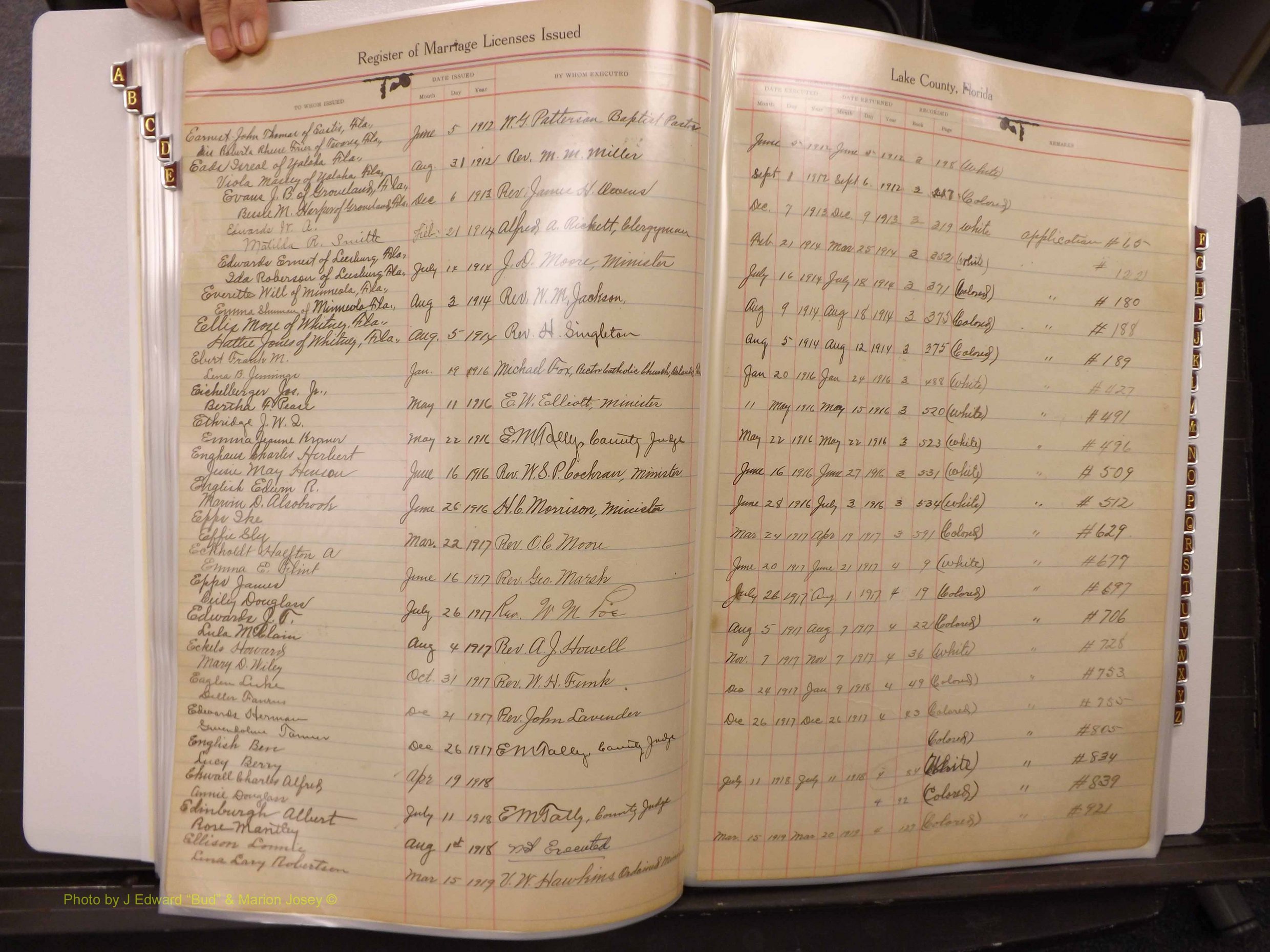 Lake Co, FL Marriage Book 1, 1912-1929 Index E1.JPG