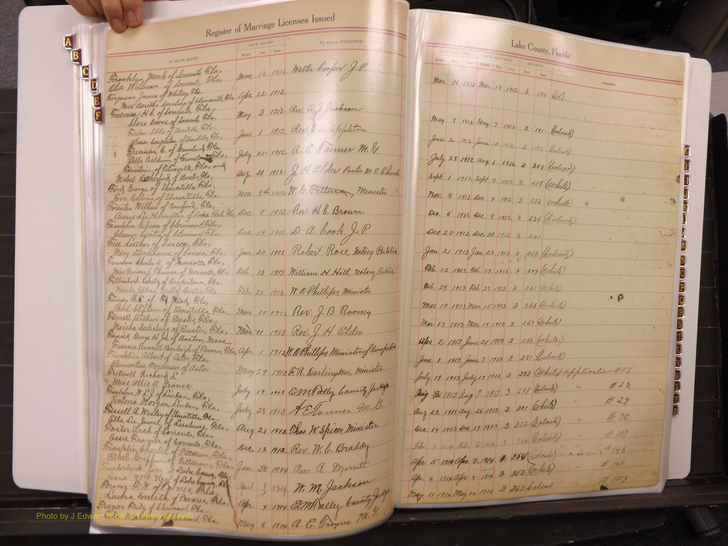 Lake Co, FL Marriage Book 1, 1912-1929 Index F1.JPG
