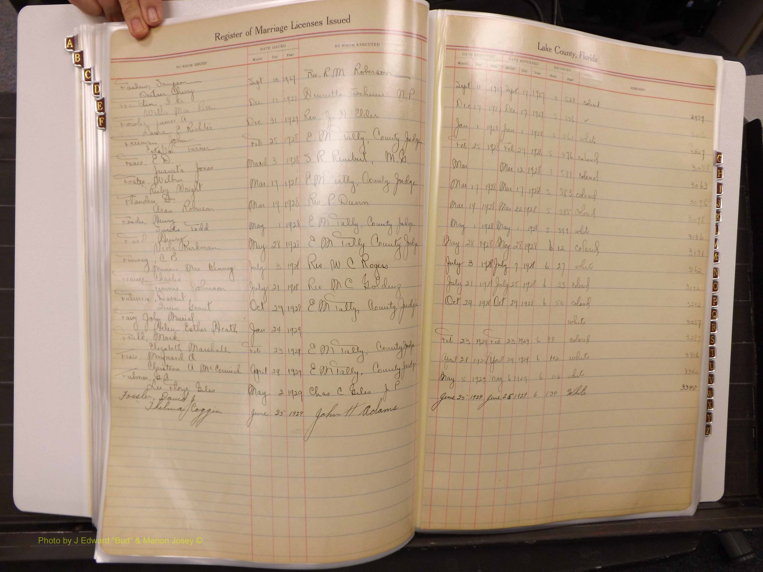 Lake Co, FL Marriage Book 1, 1912-1929 Index F5.JPG