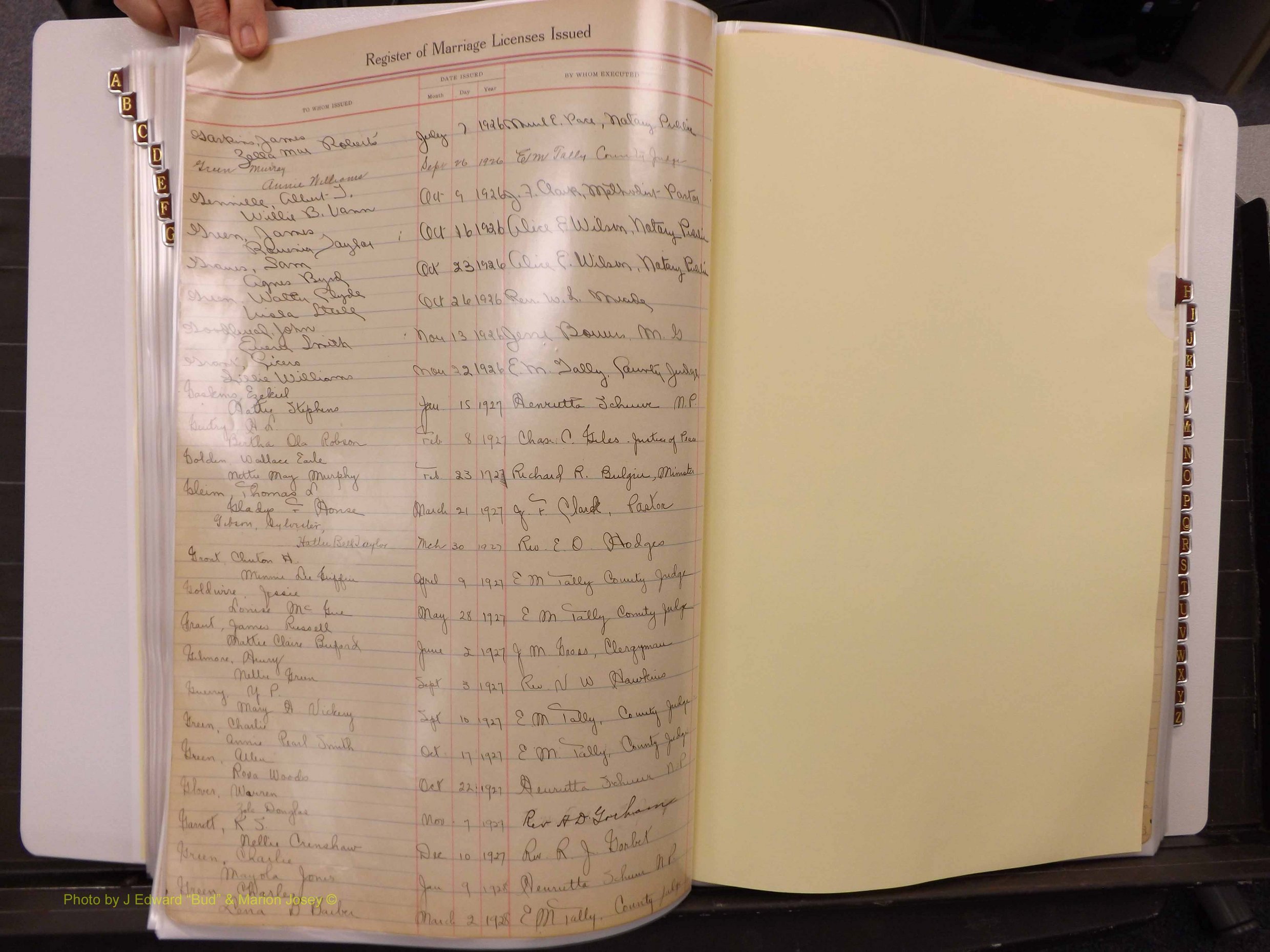 Lake Co, FL Marriage Book 1, 1912-1929 Index G9.JPG