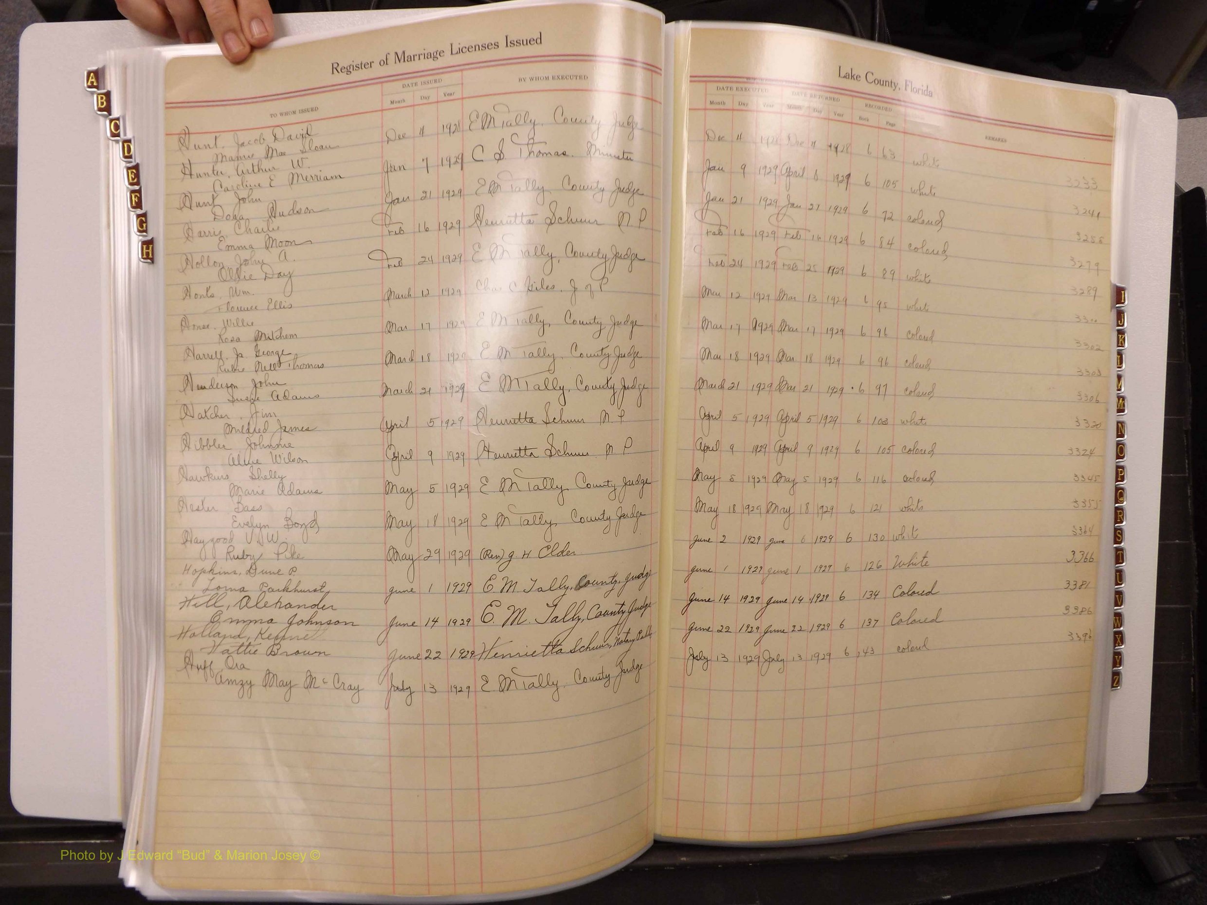 Lake Co, FL Marriage Book 1, 1912-1929 Index H14.JPG