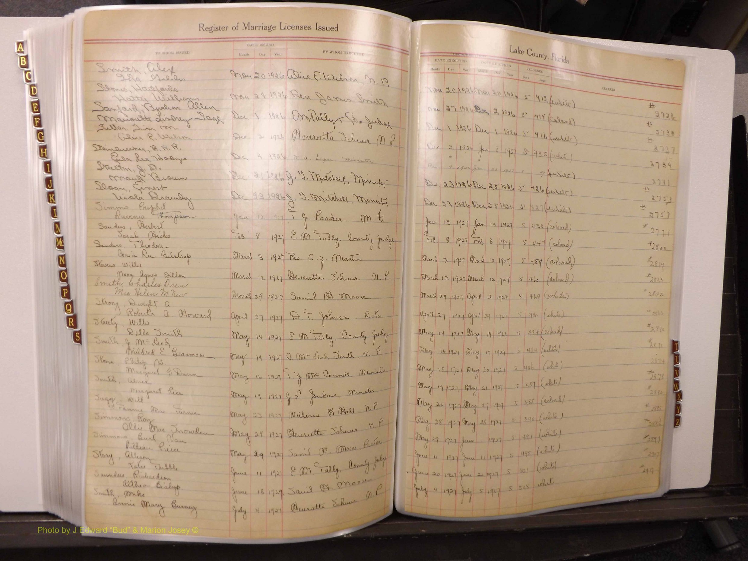 Lake Co, FL Marriage Book 1, 1912-1929 Index S14.JPG