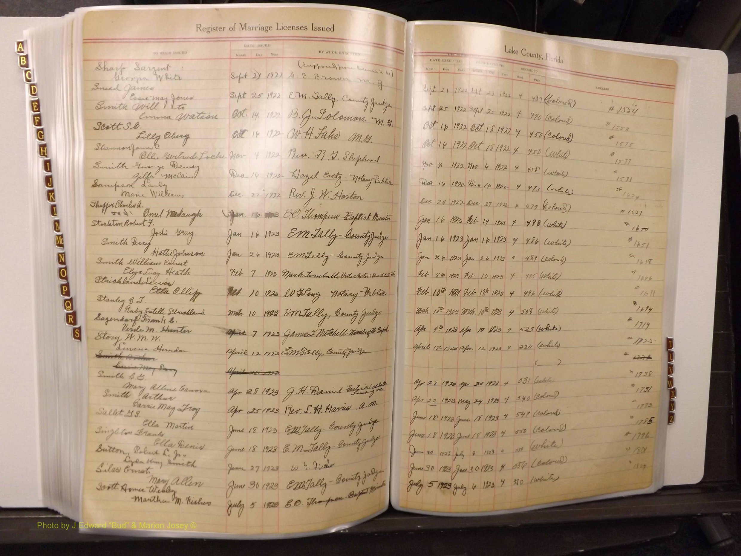 Lake Co, FL Marriage Book 1, 1912-1929 Index S9.JPG