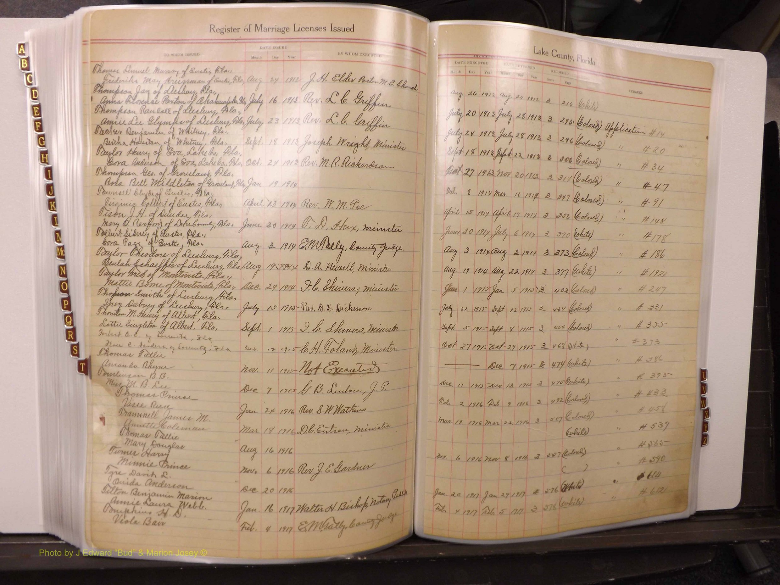 Lake Co, FL Marriage Book 1, 1912-1929 Index T1.JPG