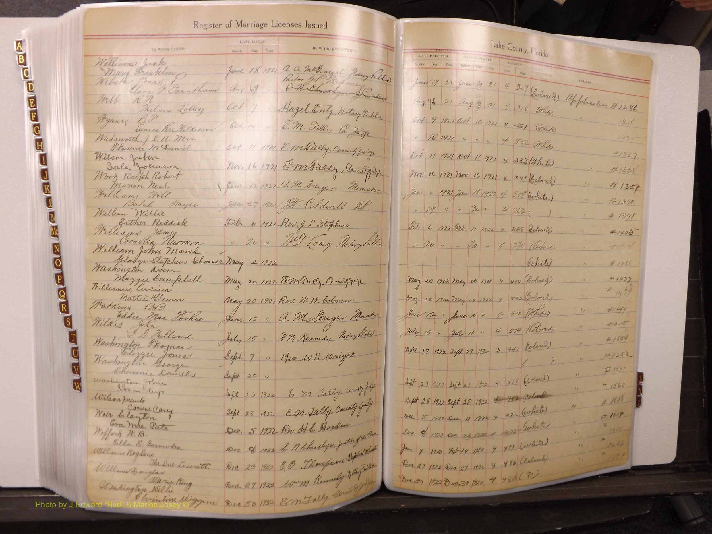 Lake Co, FL Marriage Book 1, 1912-1929 Index W7.JPG