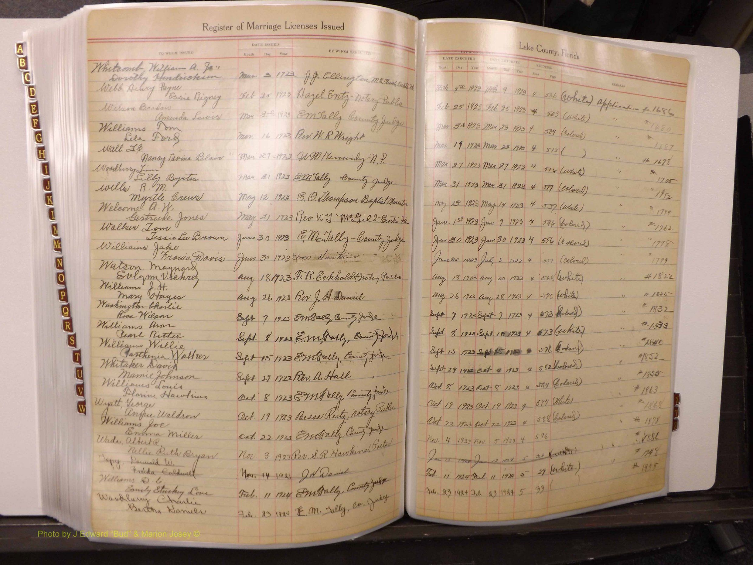 Lake Co, FL Marriage Book 1, 1912-1929 Index W8.JPG