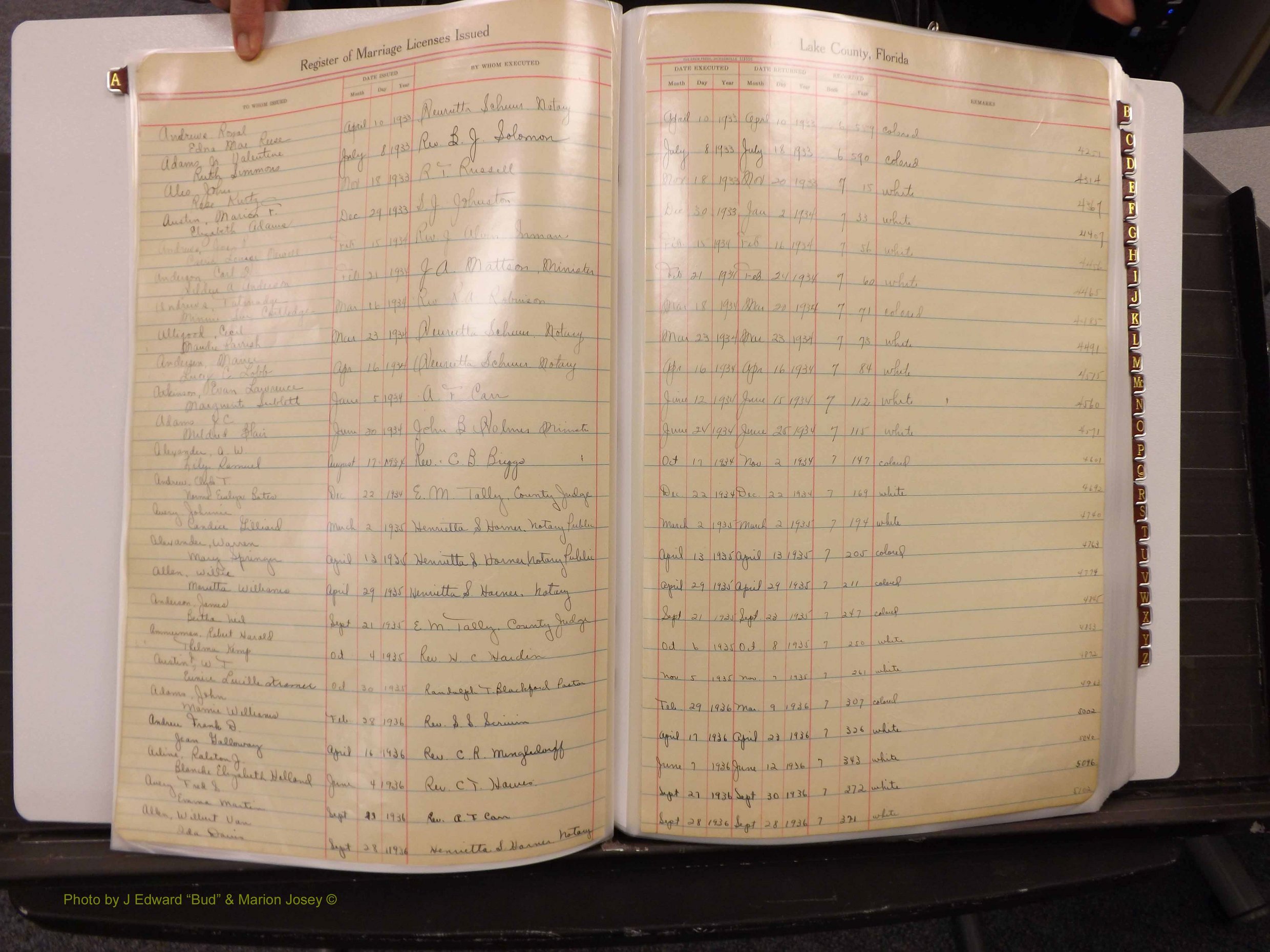 Lake Co, FL Marriage Book 2, 1929-1944 Index A2.JPG