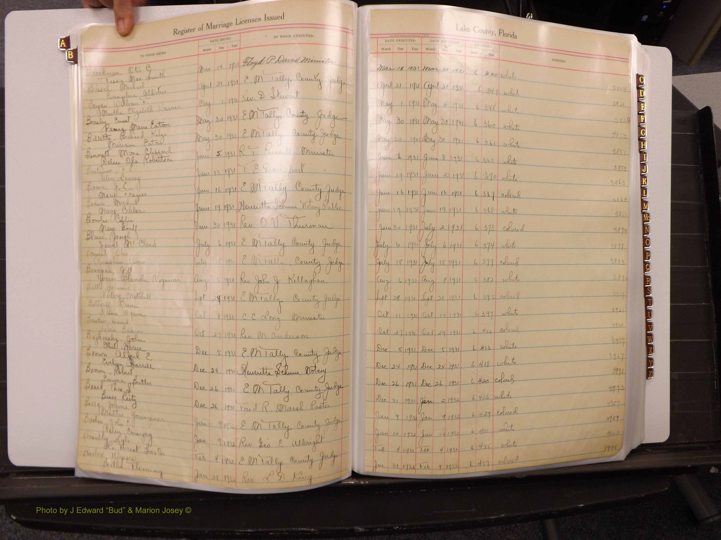 Lake Co, FL Marriage Book 2, 1929-1944 Index B3.JPG