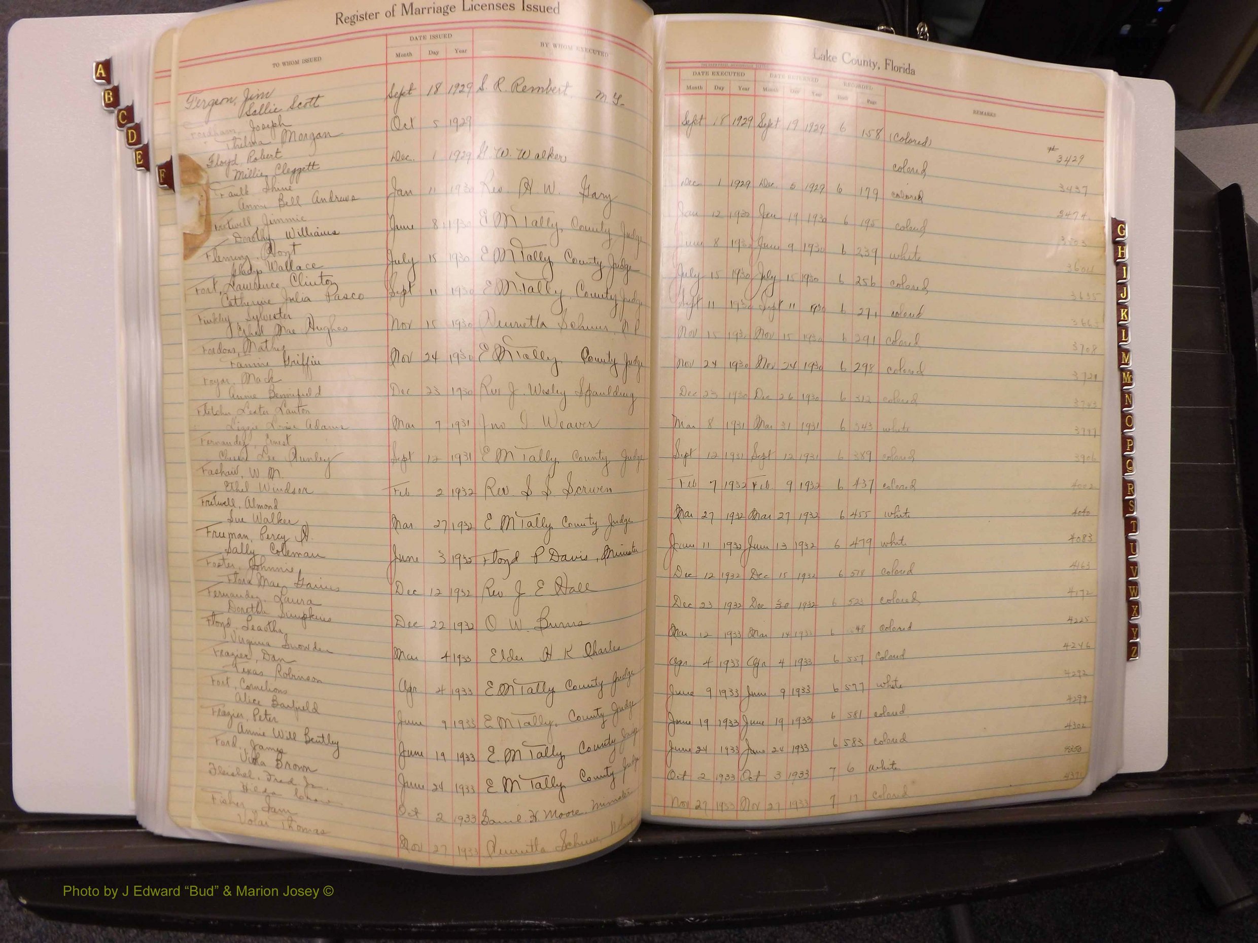 Lake Co, FL Marriage Book 2, 1929-1944 Index F1.JPG