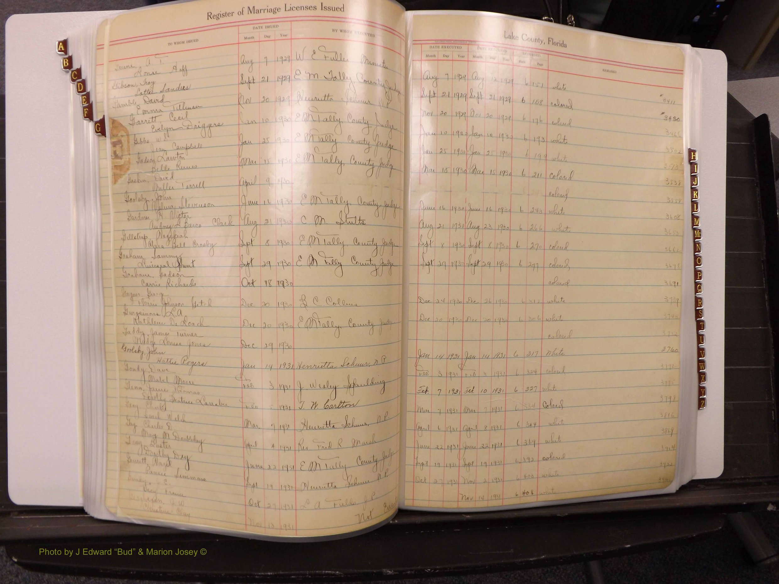 Lake Co, FL Marriage Book 2, 1929-1944 Index G1.JPG