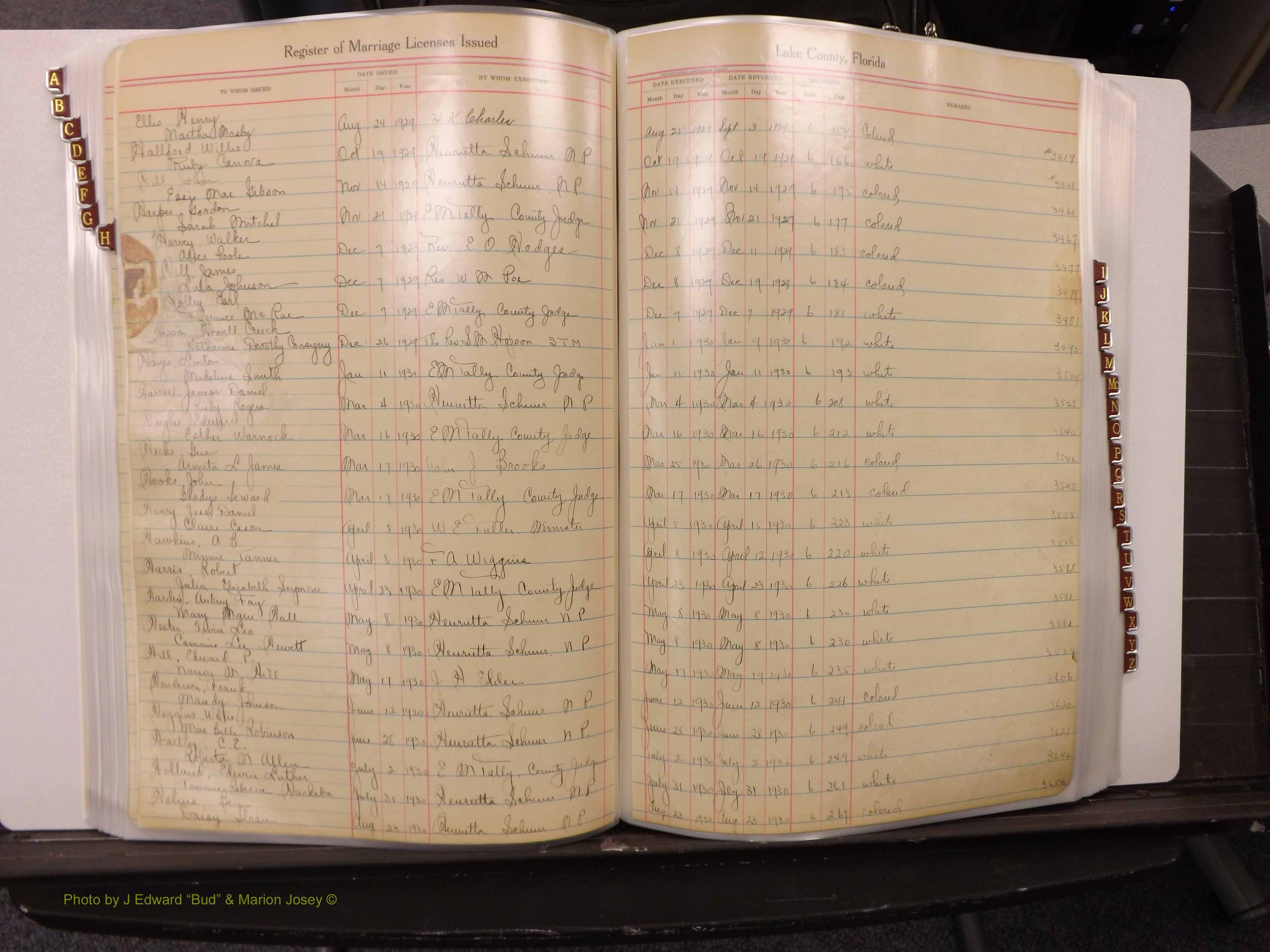 Lake Co, FL Marriage Book 2, 1929-1944 Index H1.JPG