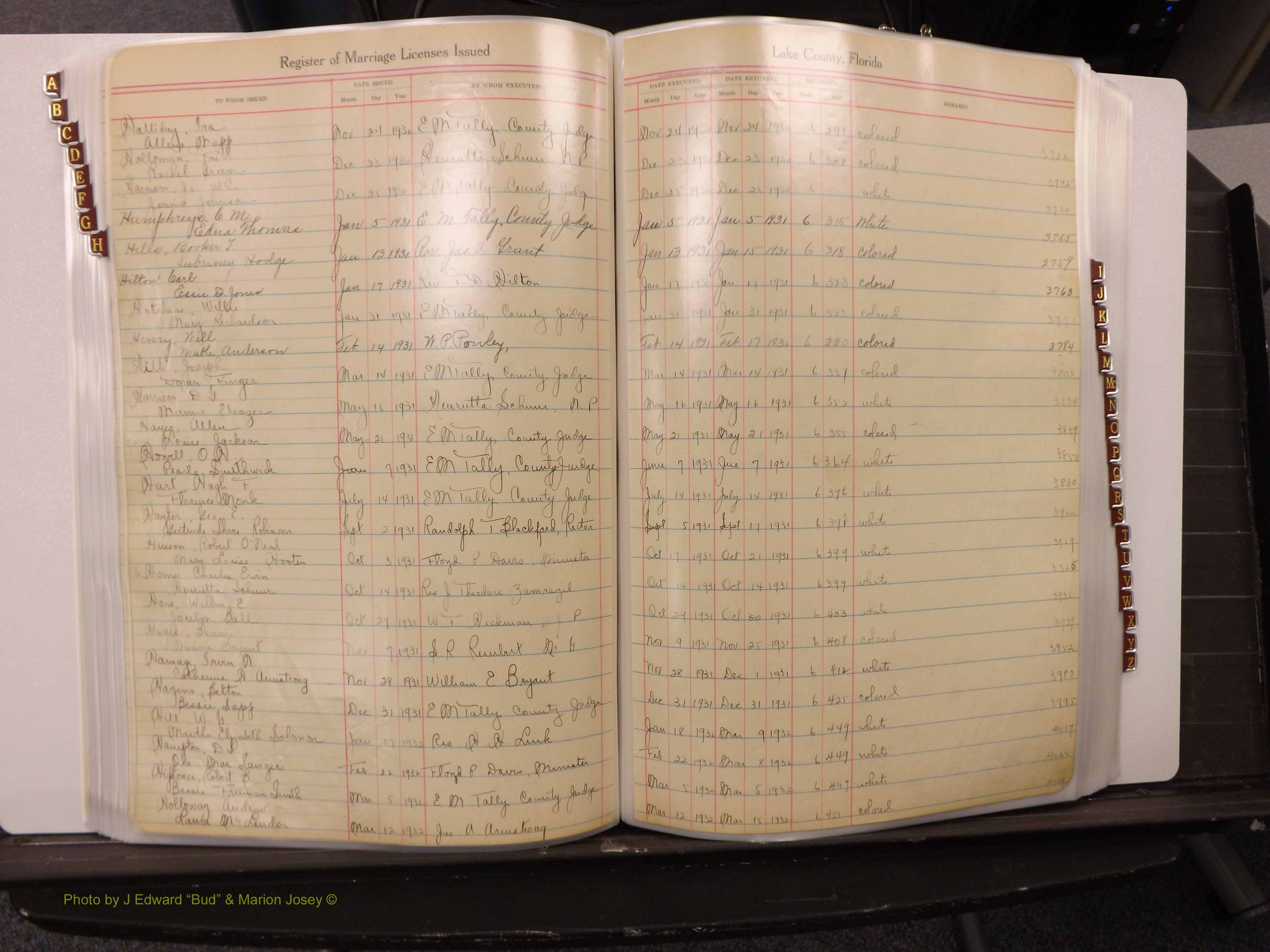 Lake Co, FL Marriage Book 2, 1929-1944 Index H2.JPG