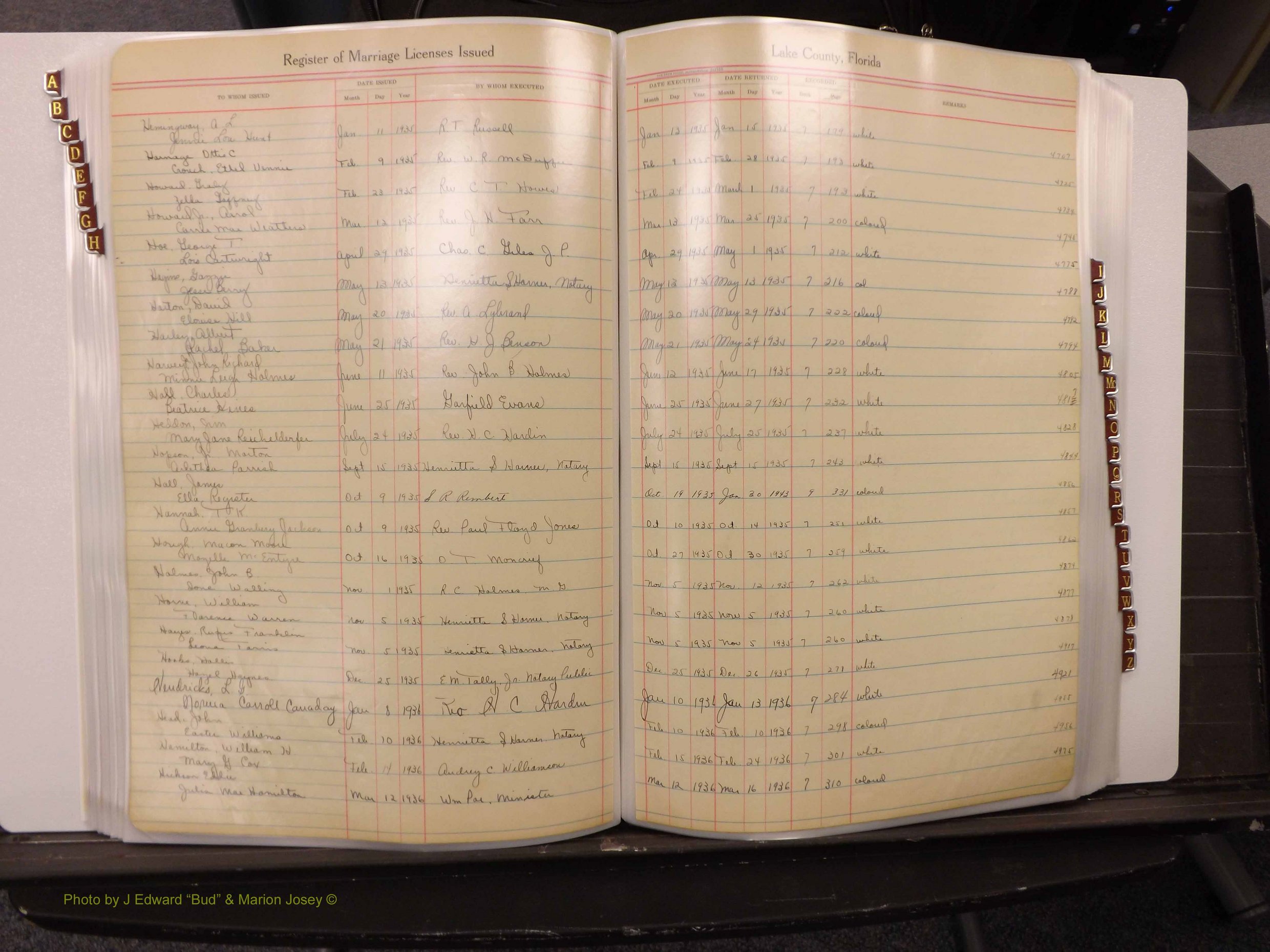 Lake Co, FL Marriage Book 2, 1929-1944 Index H6.JPG