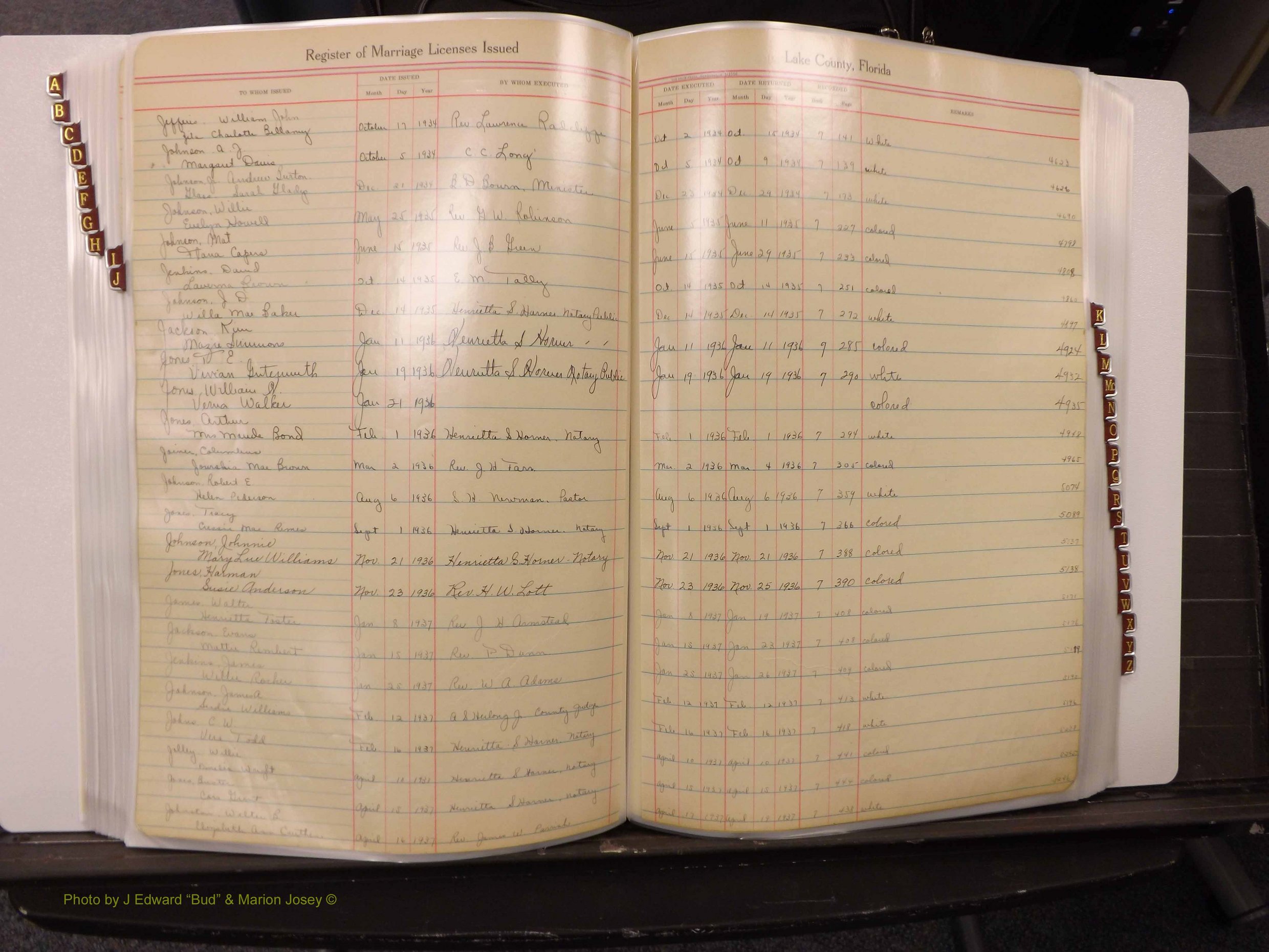 Lake Co, FL Marriage Book 2, 1929-1944 Index J3.JPG