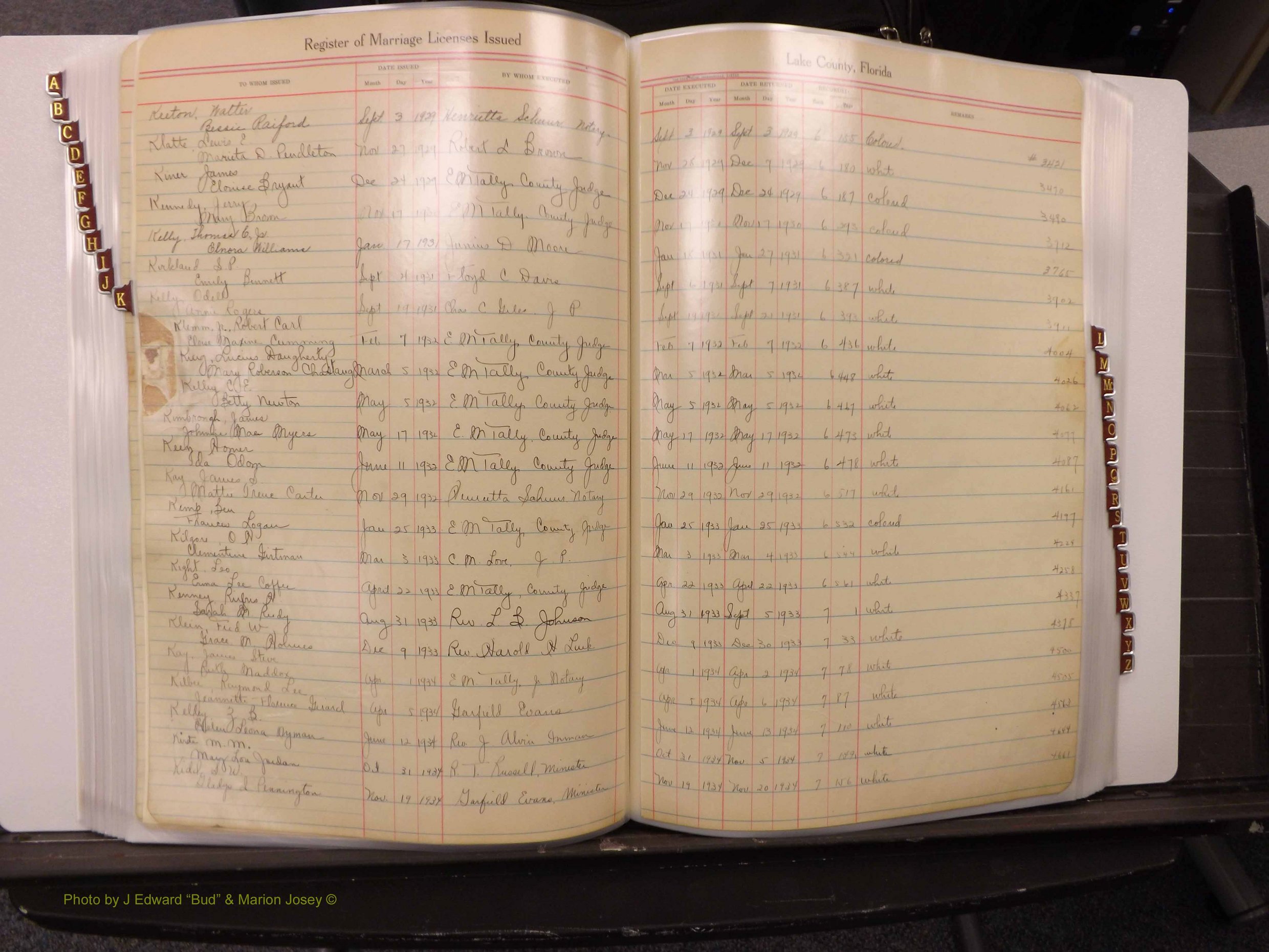 Lake Co, FL Marriage Book 2, 1929-1944 Index K1.JPG