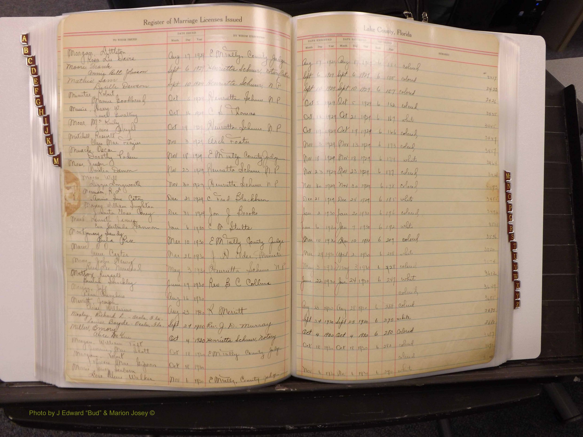 Lake Co, FL Marriage Book 2, 1929-1944 Index M1.JPG