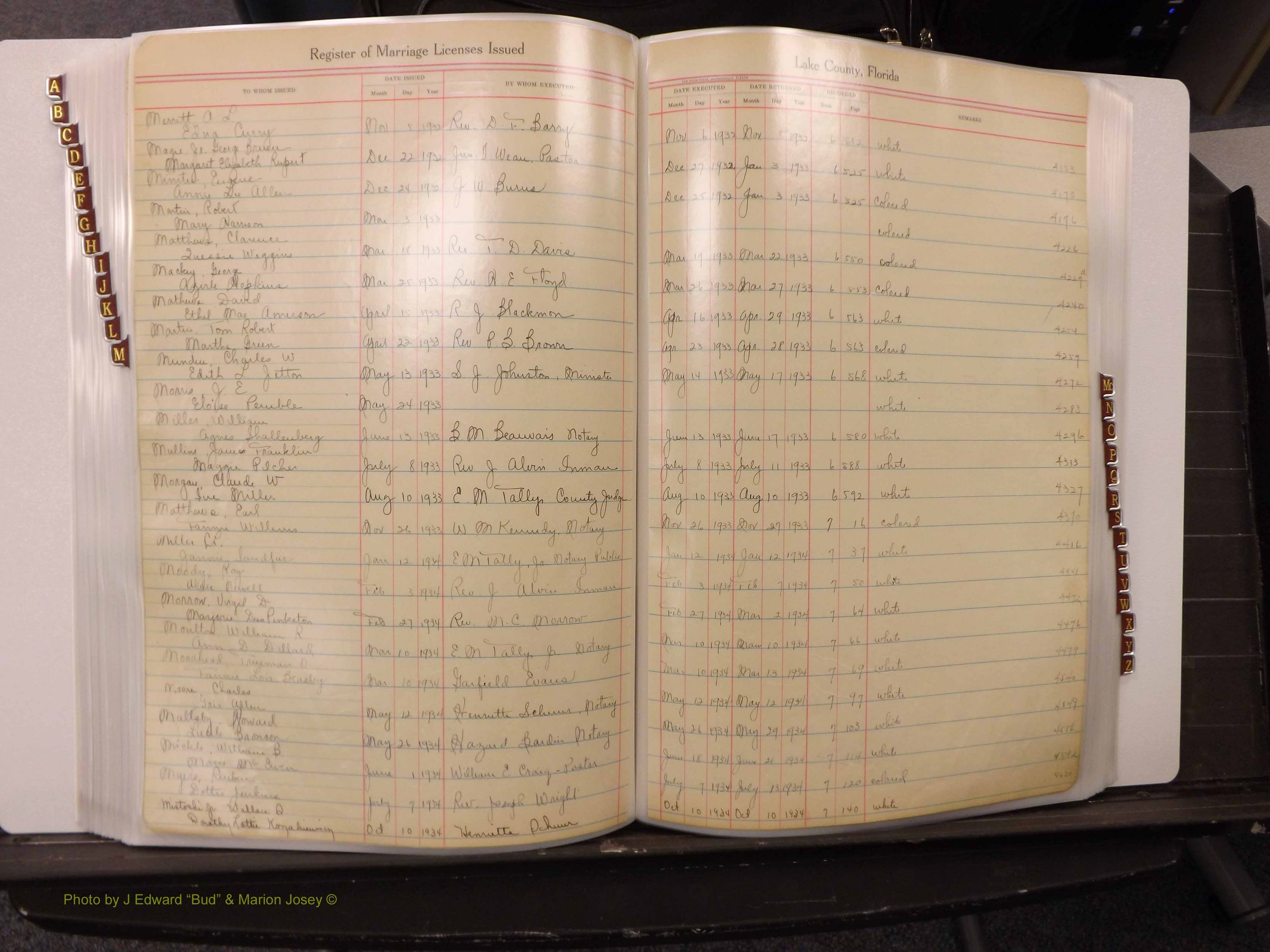 Lake Co, FL Marriage Book 2, 1929-1944 Index M3.JPG