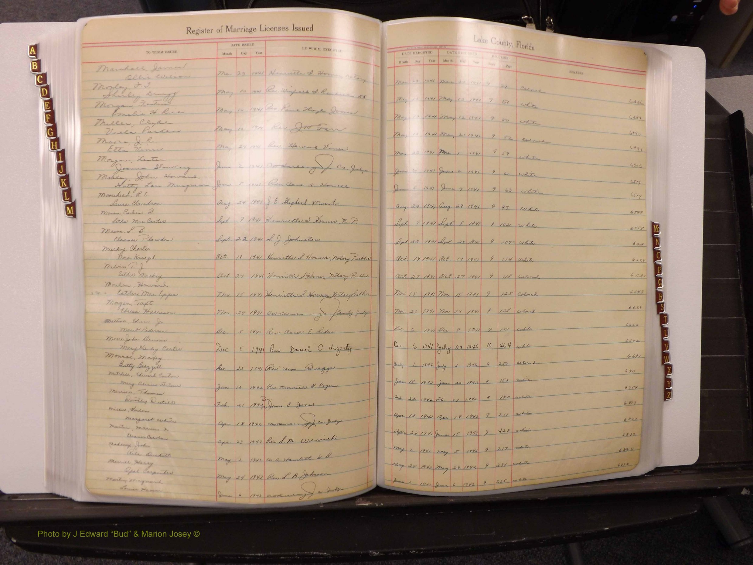 Lake Co, FL Marriage Book 2, 1929-1944 Index M9.JPG