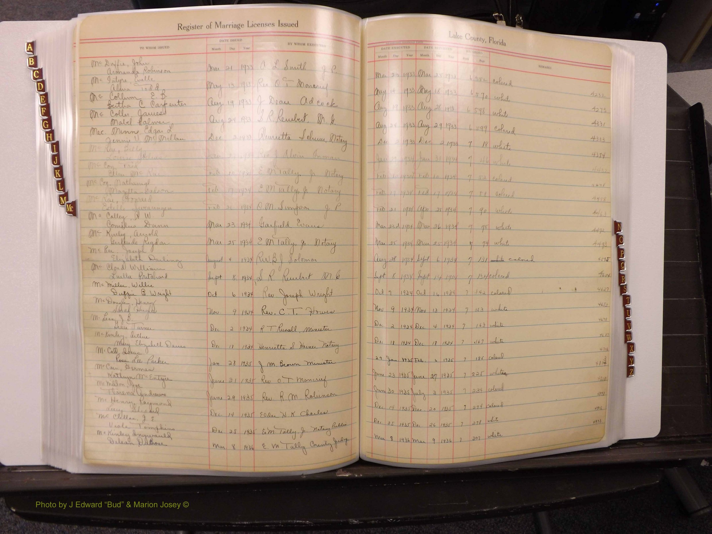 Lake Co, FL Marriage Book 2, 1929-1944 Index Mc2.JPG