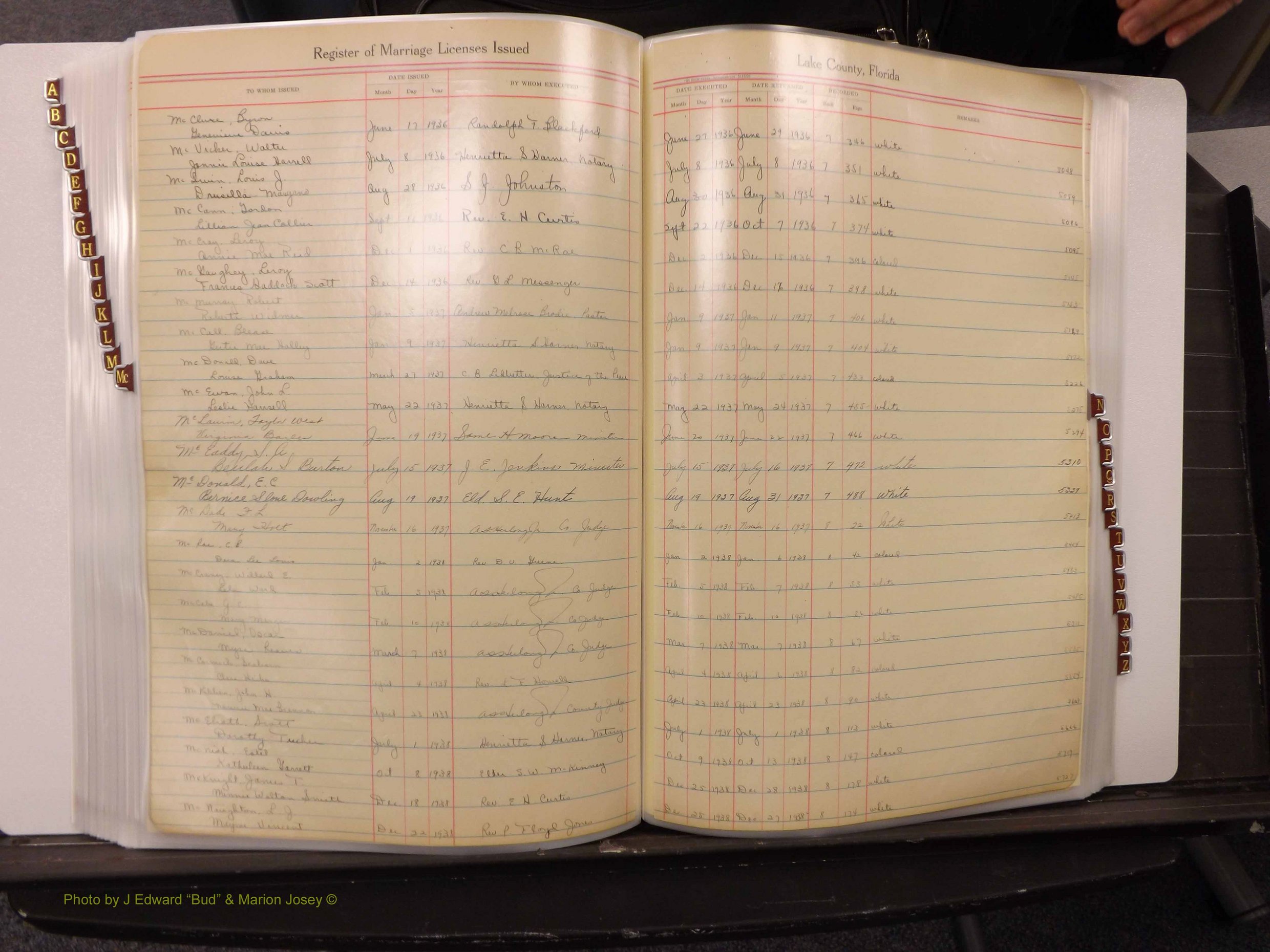 Lake Co, FL Marriage Book 2, 1929-1944 Index Mc3.JPG
