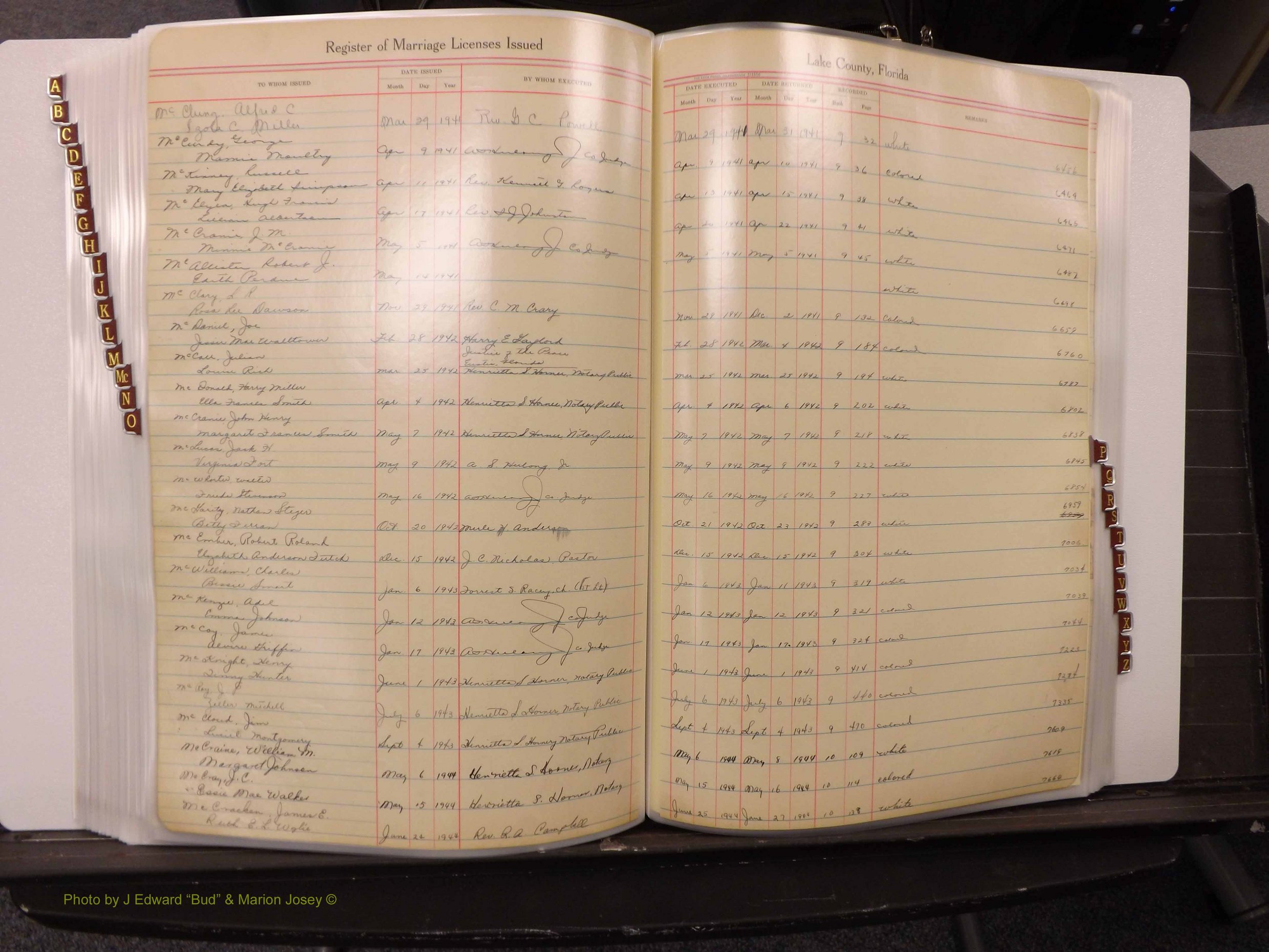 Lake Co, FL Marriage Book 2, 1929-1944 Index Mc6.JPG