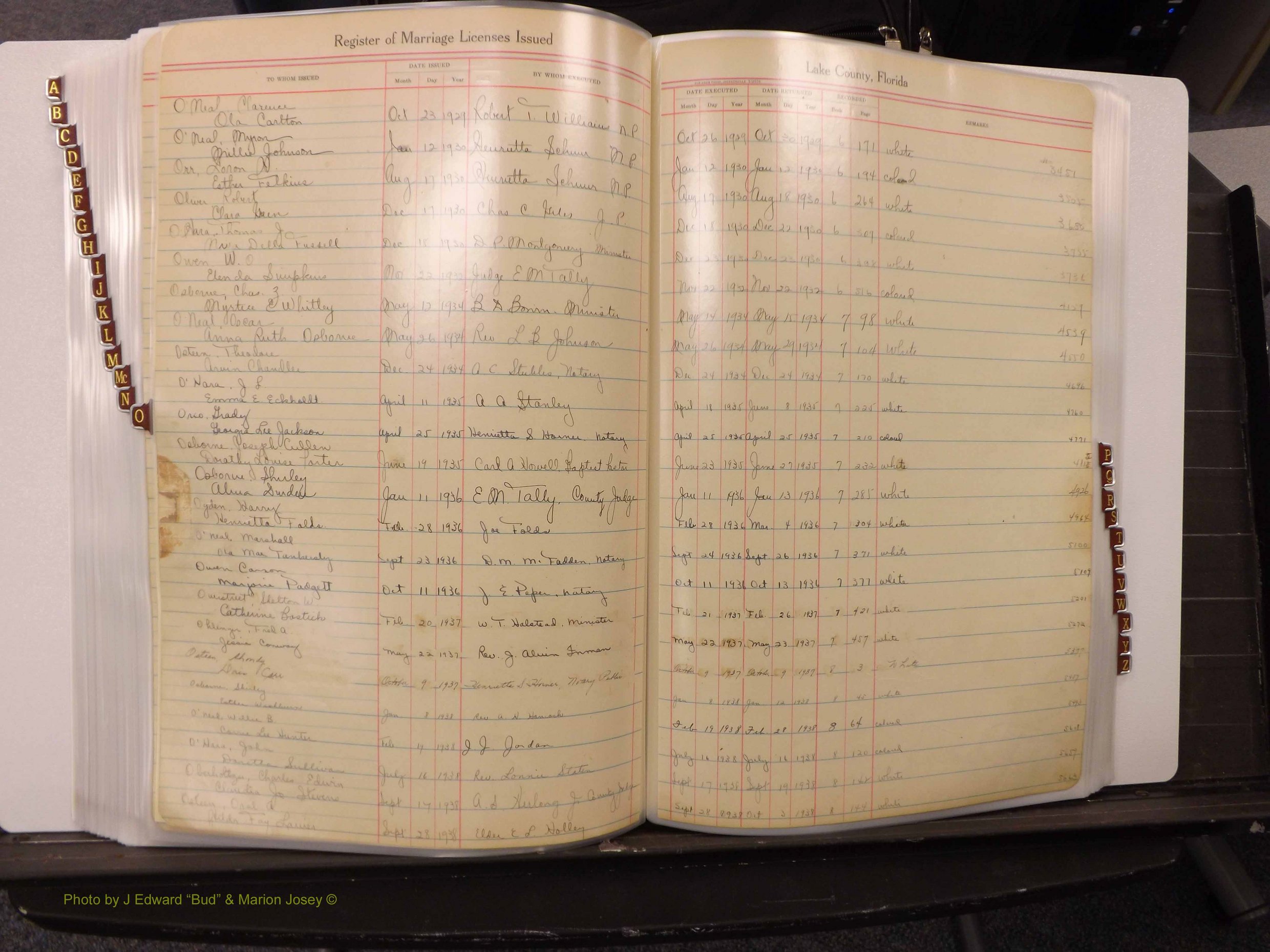 Lake Co, FL Marriage Book 2, 1929-1944 Index O1.JPG