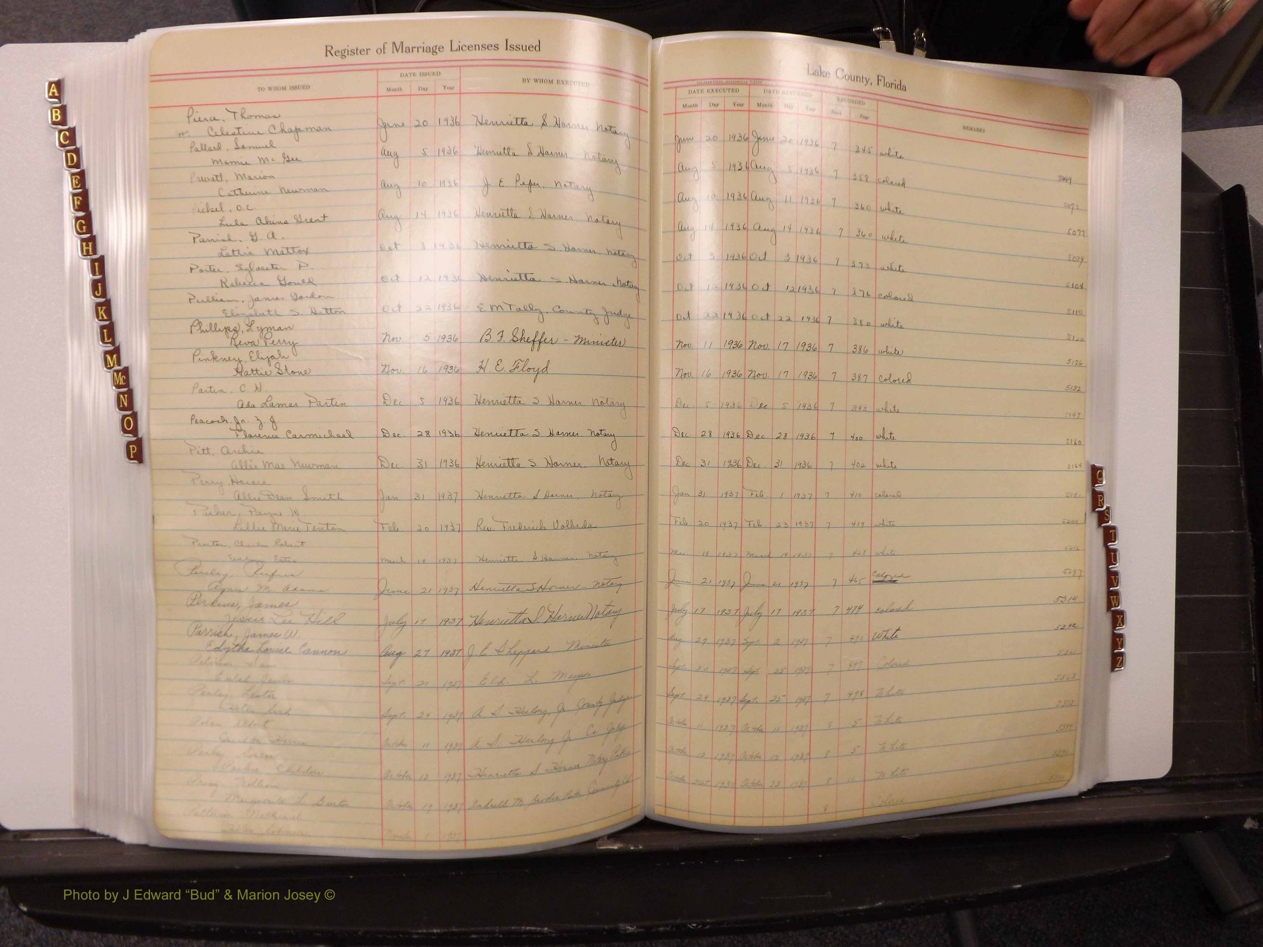 Lake Co, FL Marriage Book 2, 1929-1944 Index P4.JPG