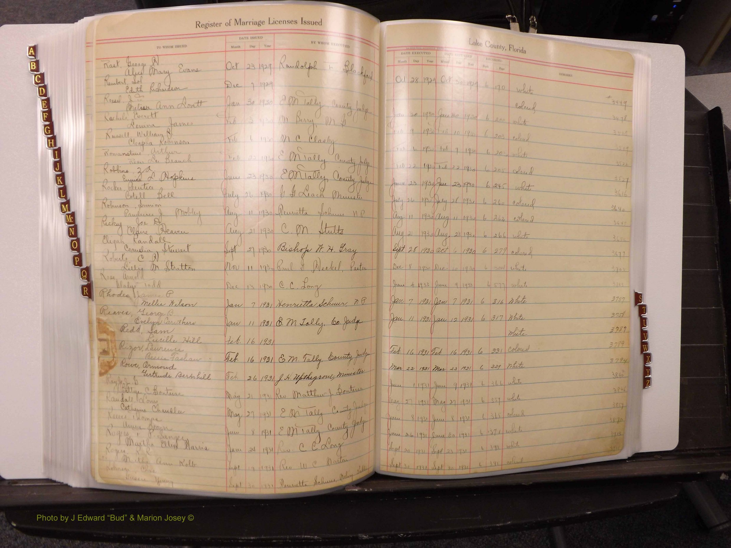Lake Co, FL Marriage Book 2, 1929-1944 Index R1.JPG