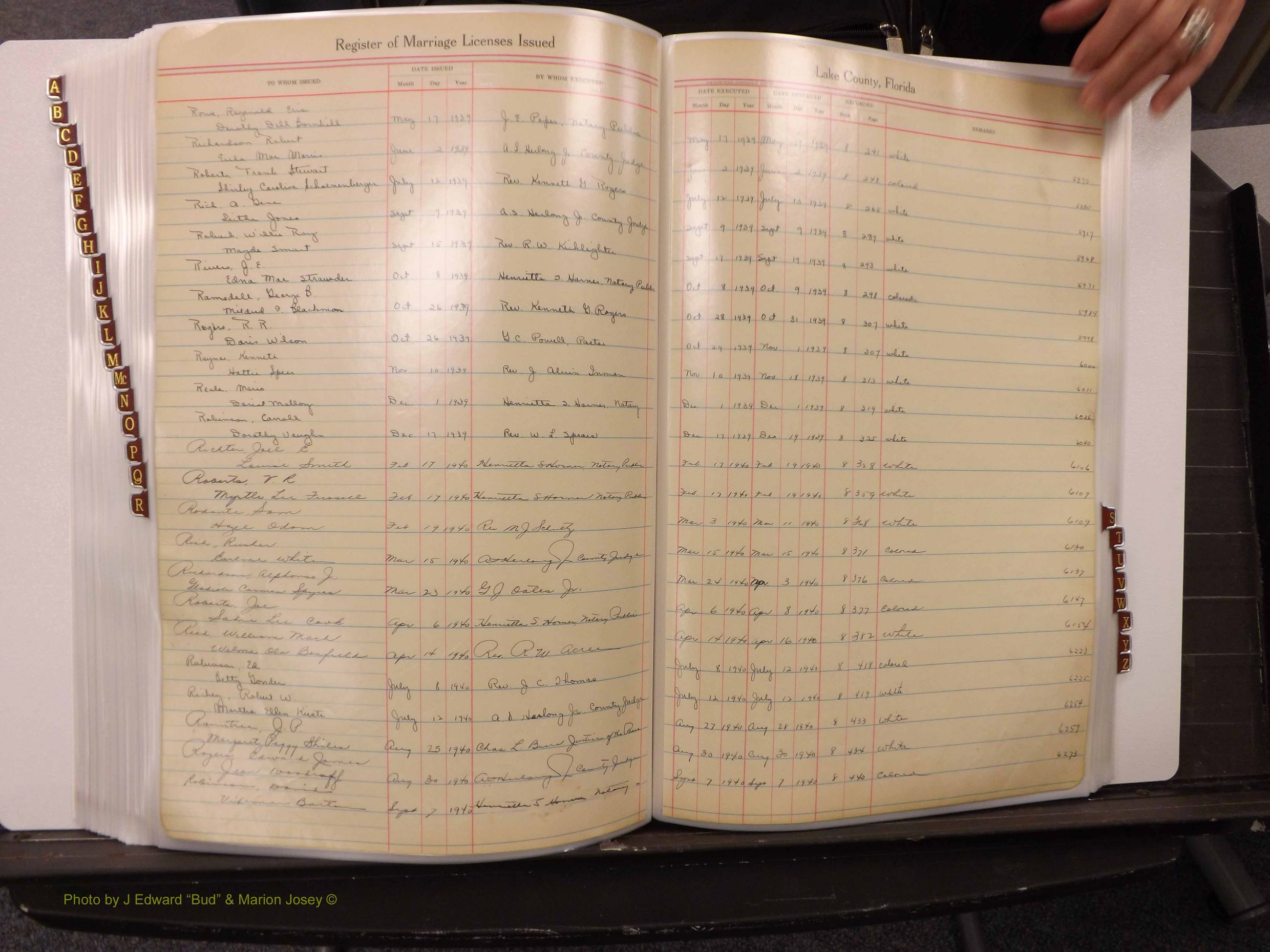Lake Co, FL Marriage Book 2, 1929-1944 Index R6.JPG