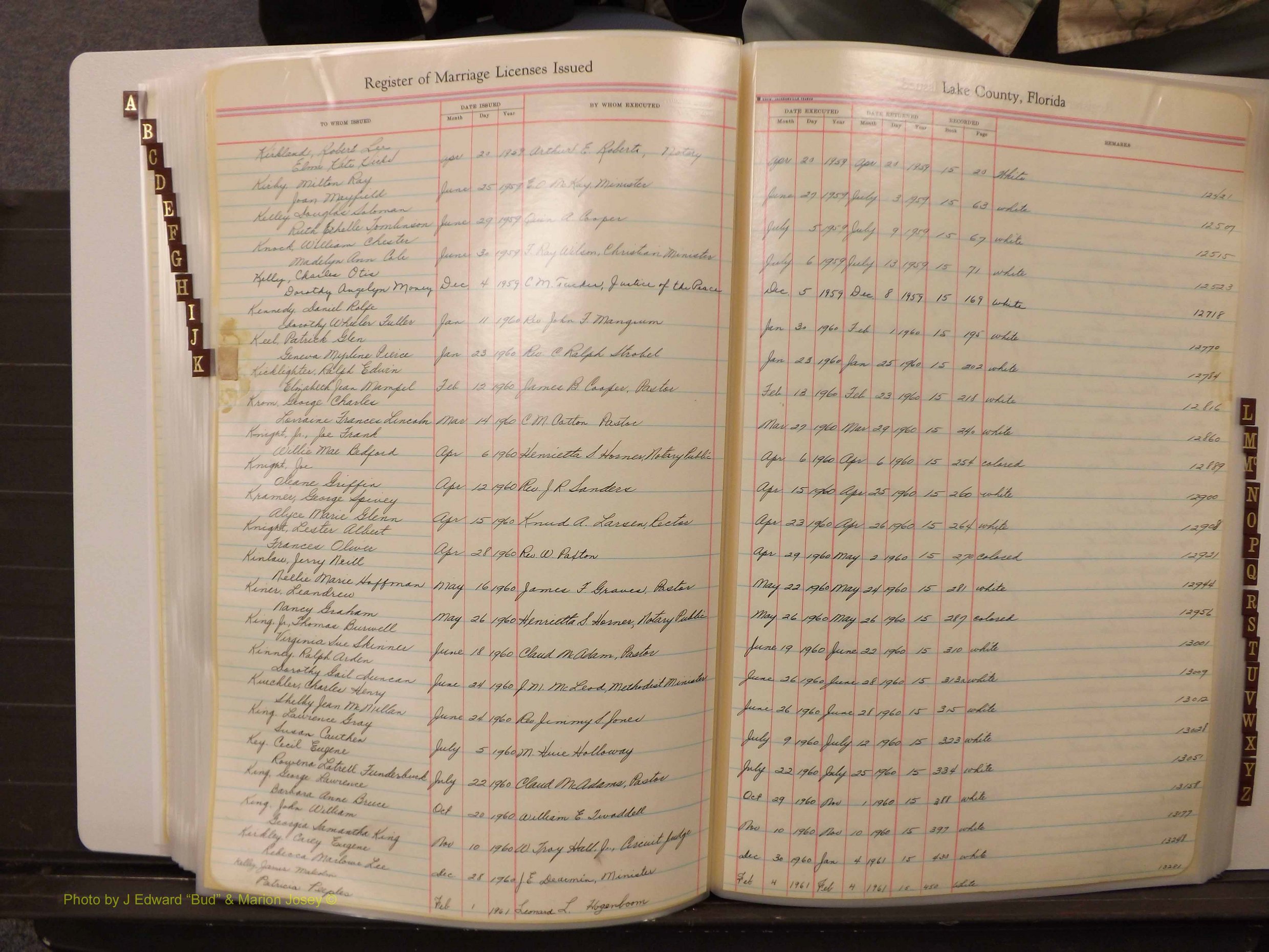 Lake Co, FL Marriage Book 4, 1959-1964 Index K1.JPG