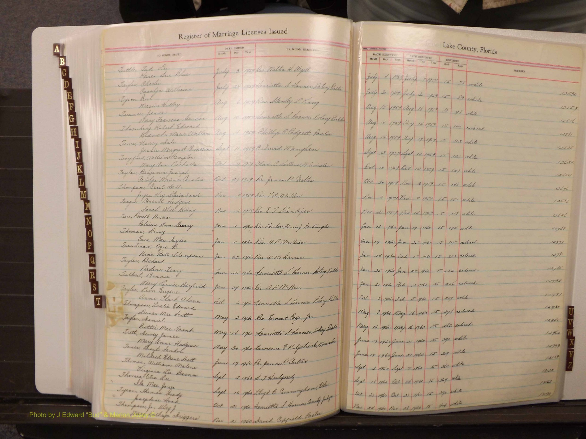 Lake Co, FL Marriage Book 4, 1959-1964 Index T1.JPG